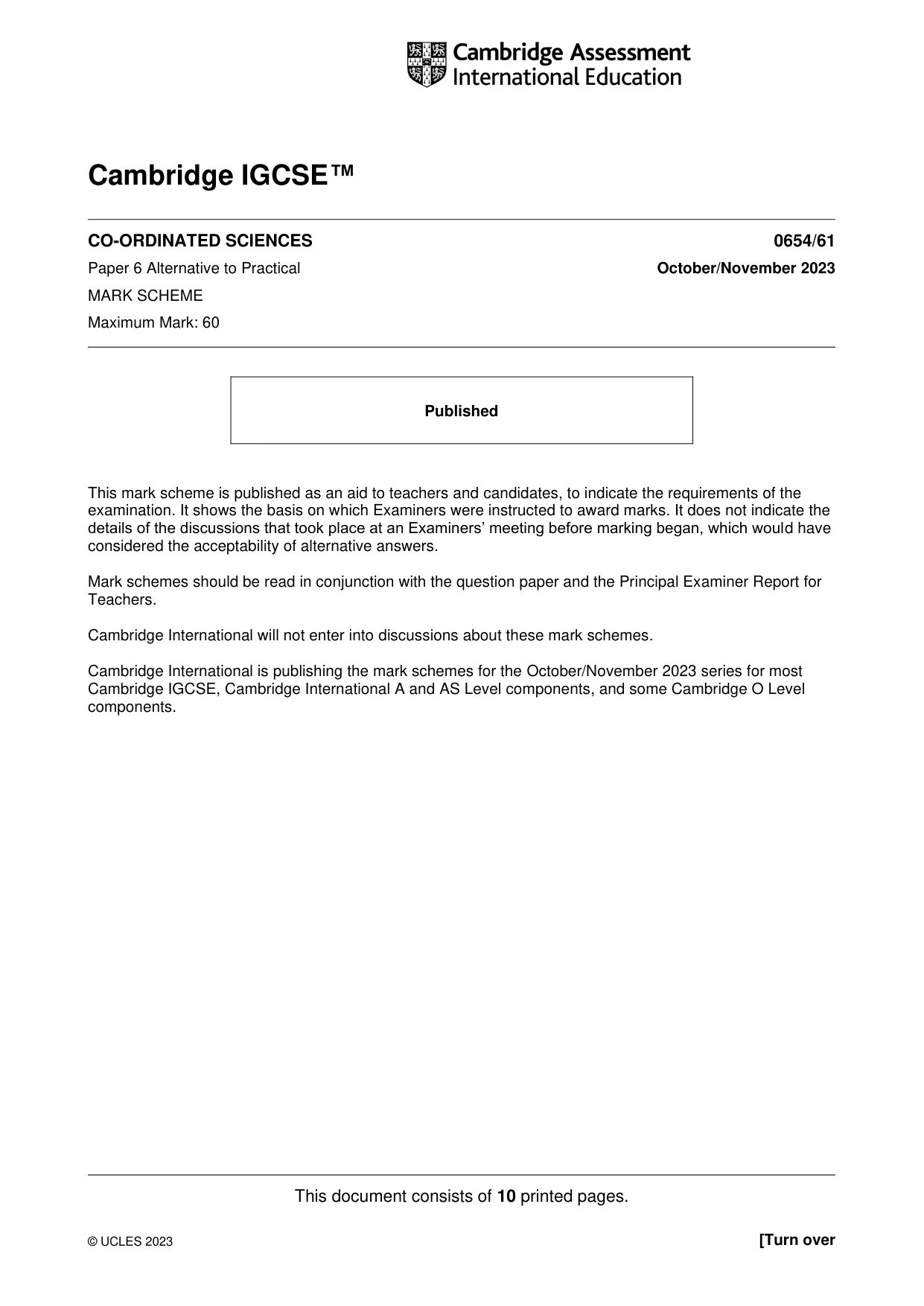 Mark scheme, page 1 of 10