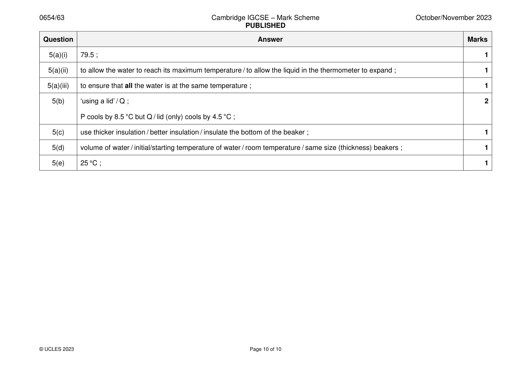 Mark scheme, page 10 of 10