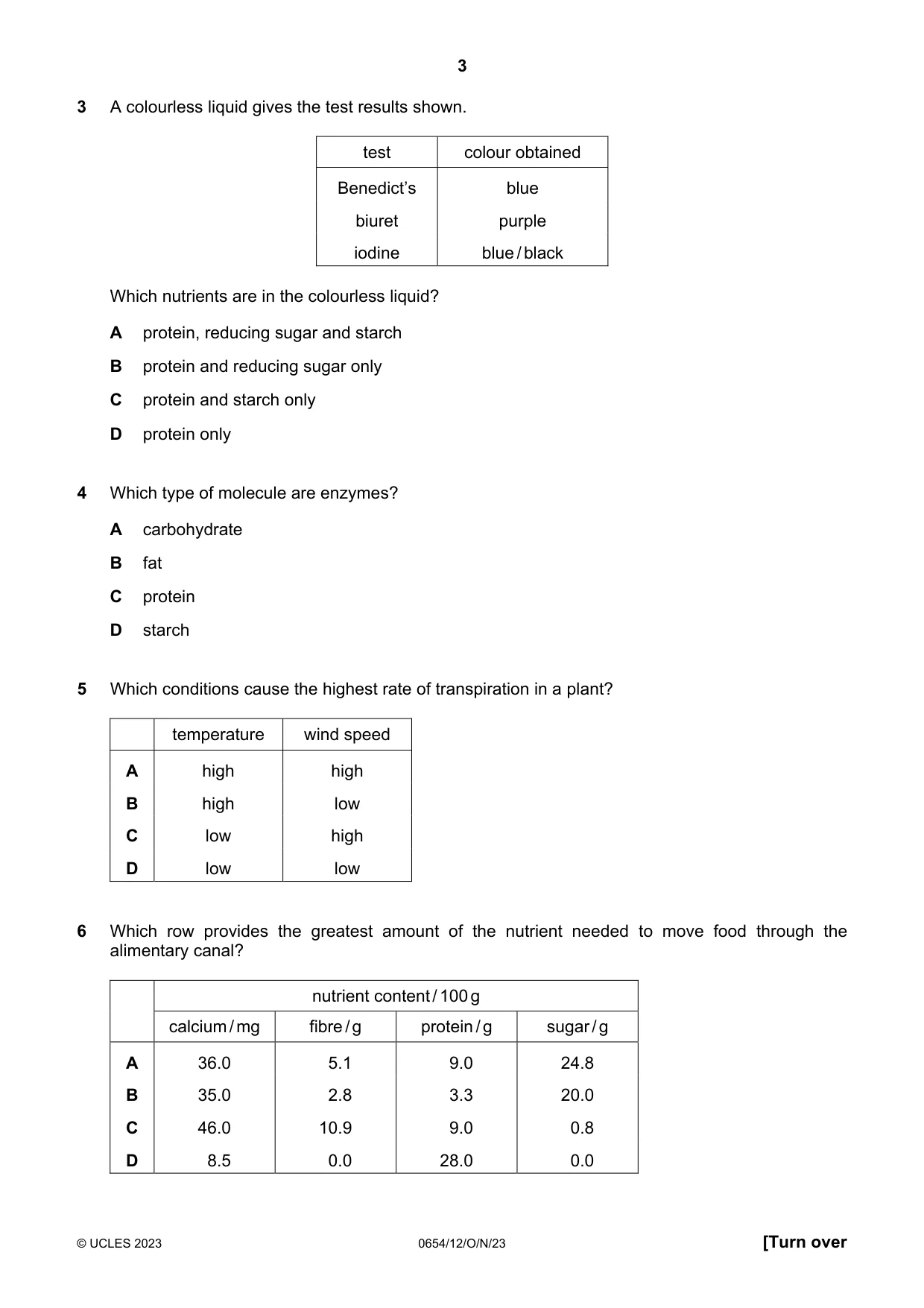 Cambridge IGCSE Sciences - Co-ordinated (Double) 0654 2023 Oct/Nov Paper 1 · Variant 2 question paper, page 3 of 16