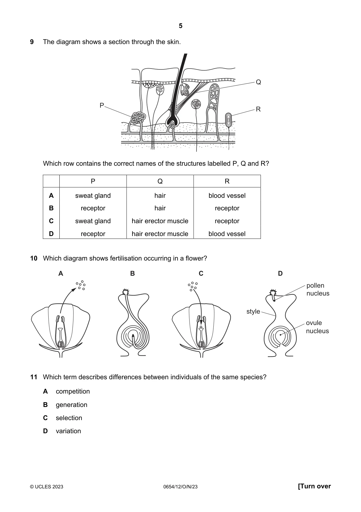 Cambridge IGCSE Sciences - Co-ordinated (Double) 0654 2023 Oct/Nov Paper 1 · Variant 2 question paper, page 5 of 16