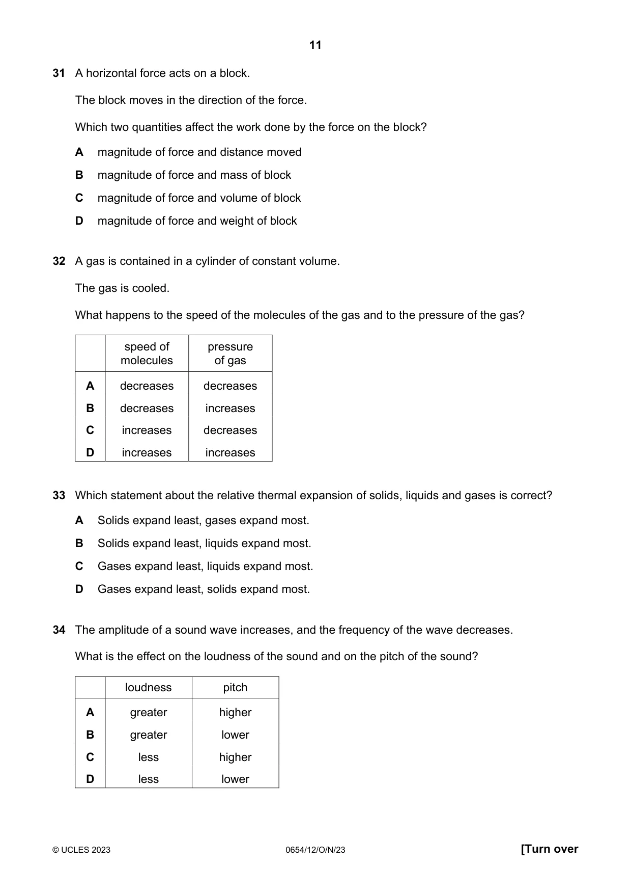 Cambridge IGCSE Sciences - Co-ordinated (Double) 0654 2023 Oct/Nov Paper 1 · Variant 2 question paper, page 11 of 16