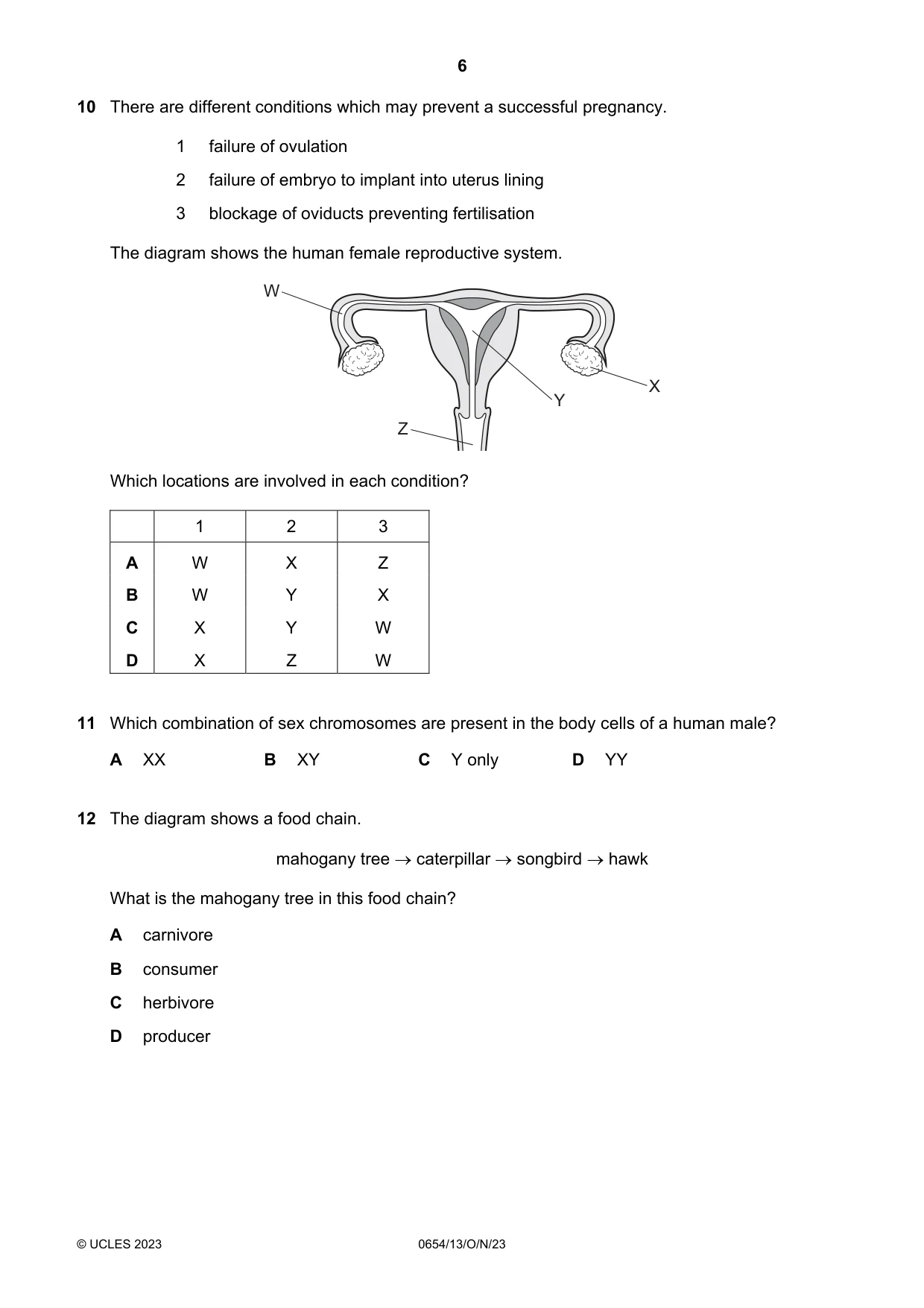 Cambridge IGCSE Sciences - Co-ordinated (Double) 0654 2023 Oct/Nov Paper 1 · Variant 3 question paper, page 6 of 16