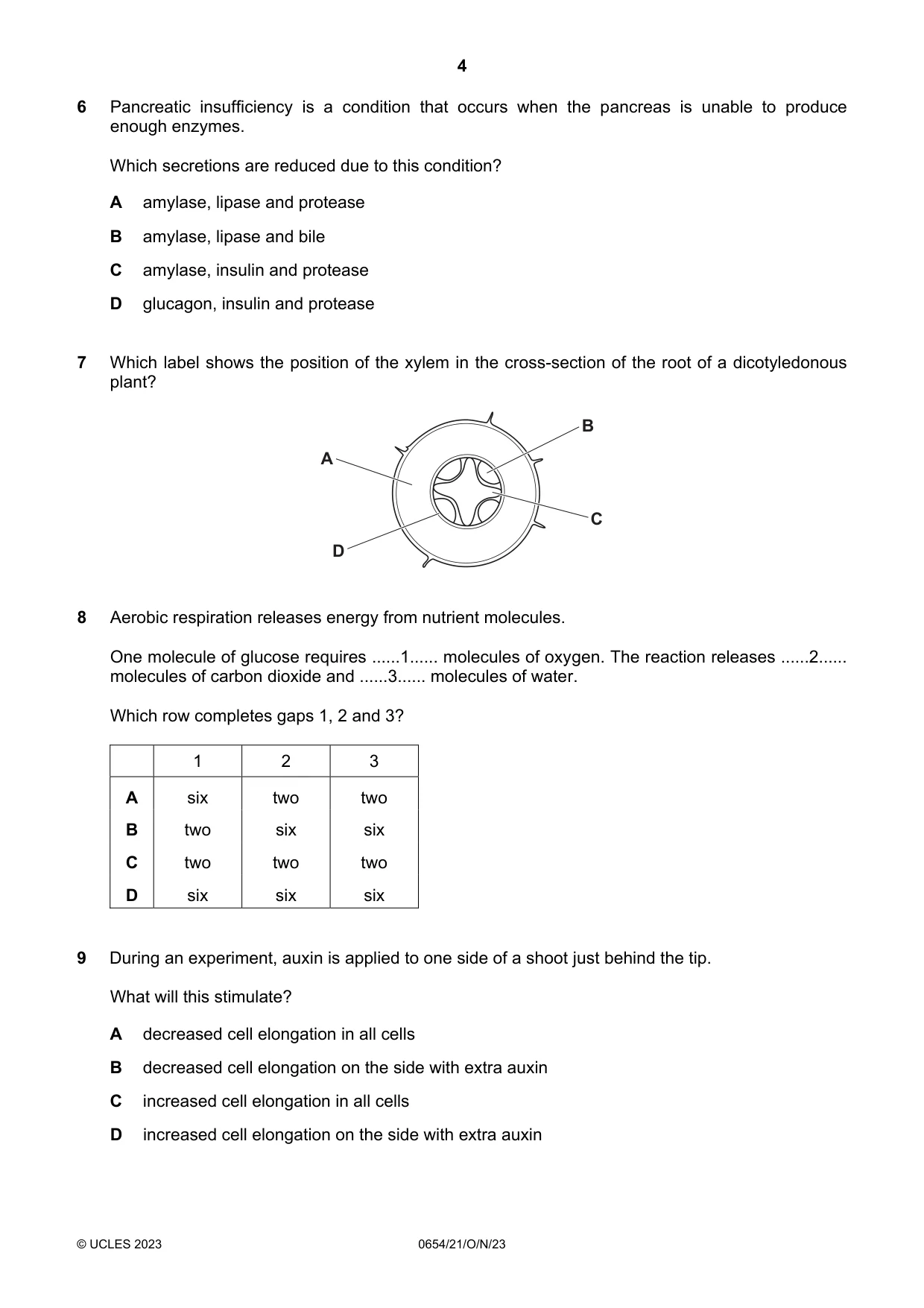Cambridge IGCSE Sciences - Co-ordinated (Double) 0654 2023 Oct/Nov Paper 2 · Variant 1 question paper, page 4 of 16