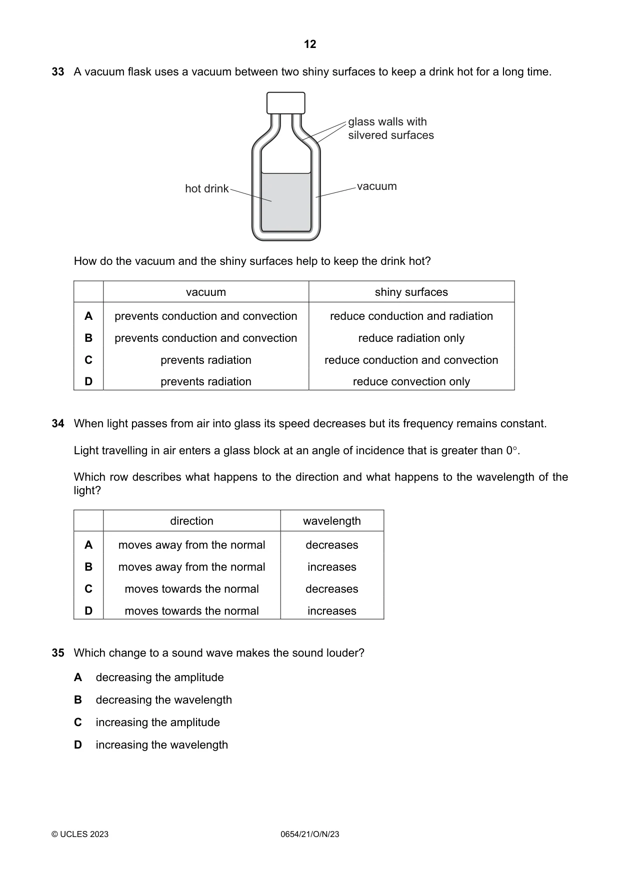 Cambridge IGCSE Sciences - Co-ordinated (Double) 0654 2023 Oct/Nov Paper 2 · Variant 1 question paper, page 12 of 16