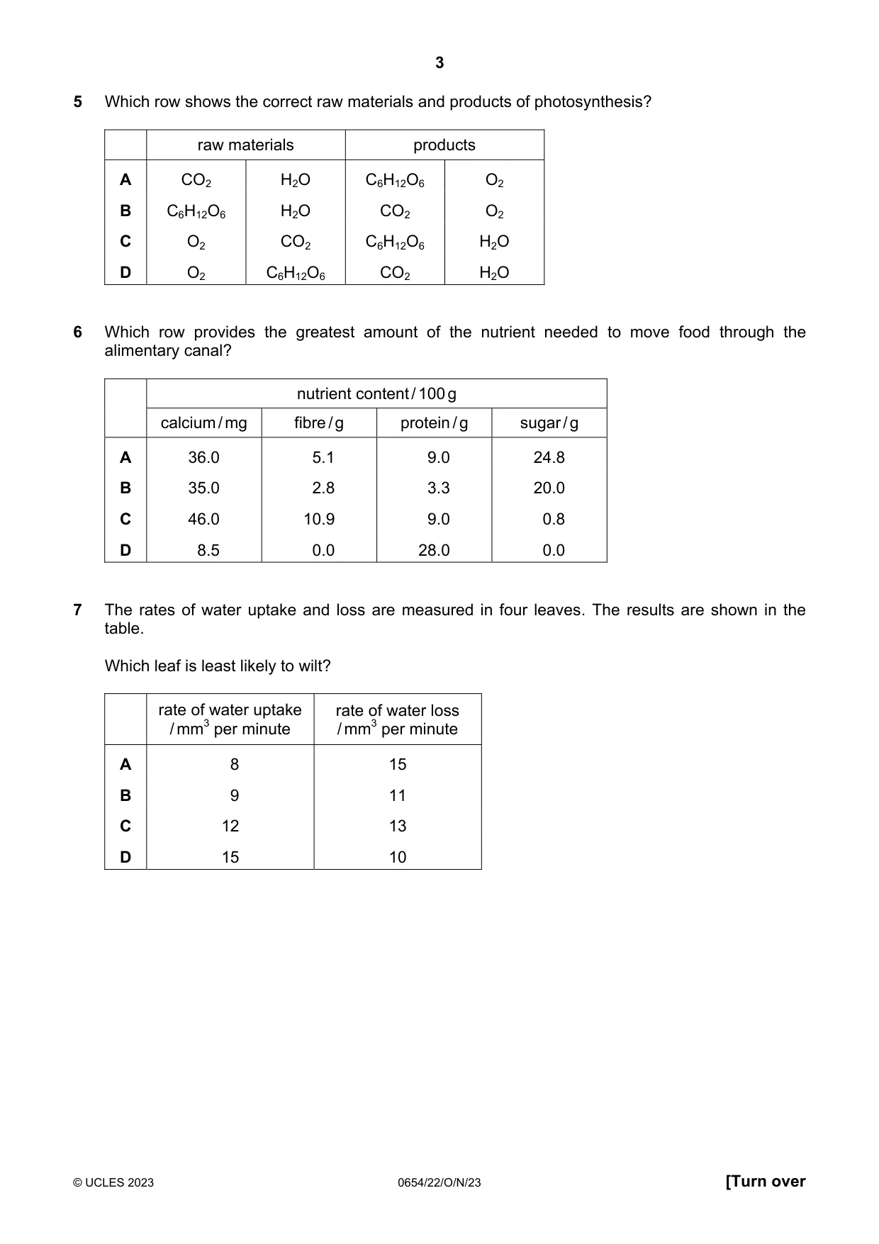 Cambridge IGCSE Sciences - Co-ordinated (Double) 0654 2023 Oct/Nov Paper 2 · Variant 2 question paper, page 3 of 20
