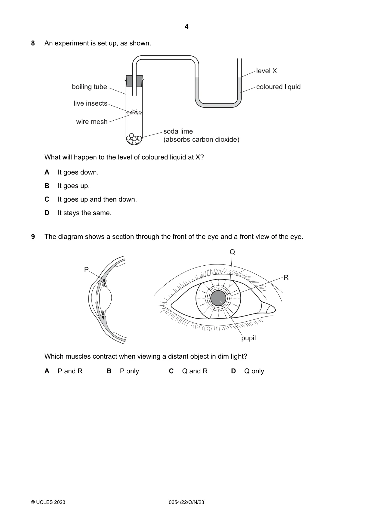Cambridge IGCSE Sciences - Co-ordinated (Double) 0654 2023 Oct/Nov Paper 2 · Variant 2 question paper, page 4 of 20