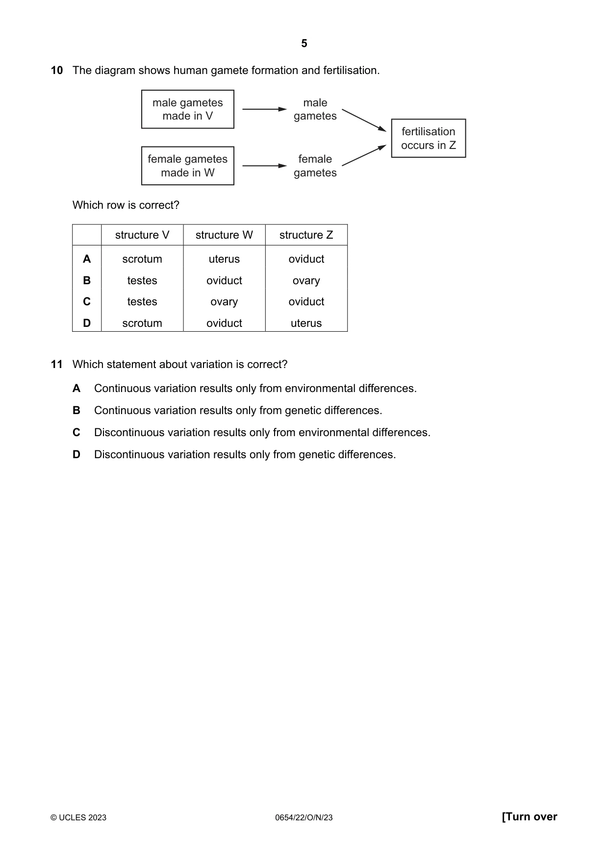 Cambridge IGCSE Sciences - Co-ordinated (Double) 0654 2023 Oct/Nov Paper 2 · Variant 2 question paper, page 5 of 20