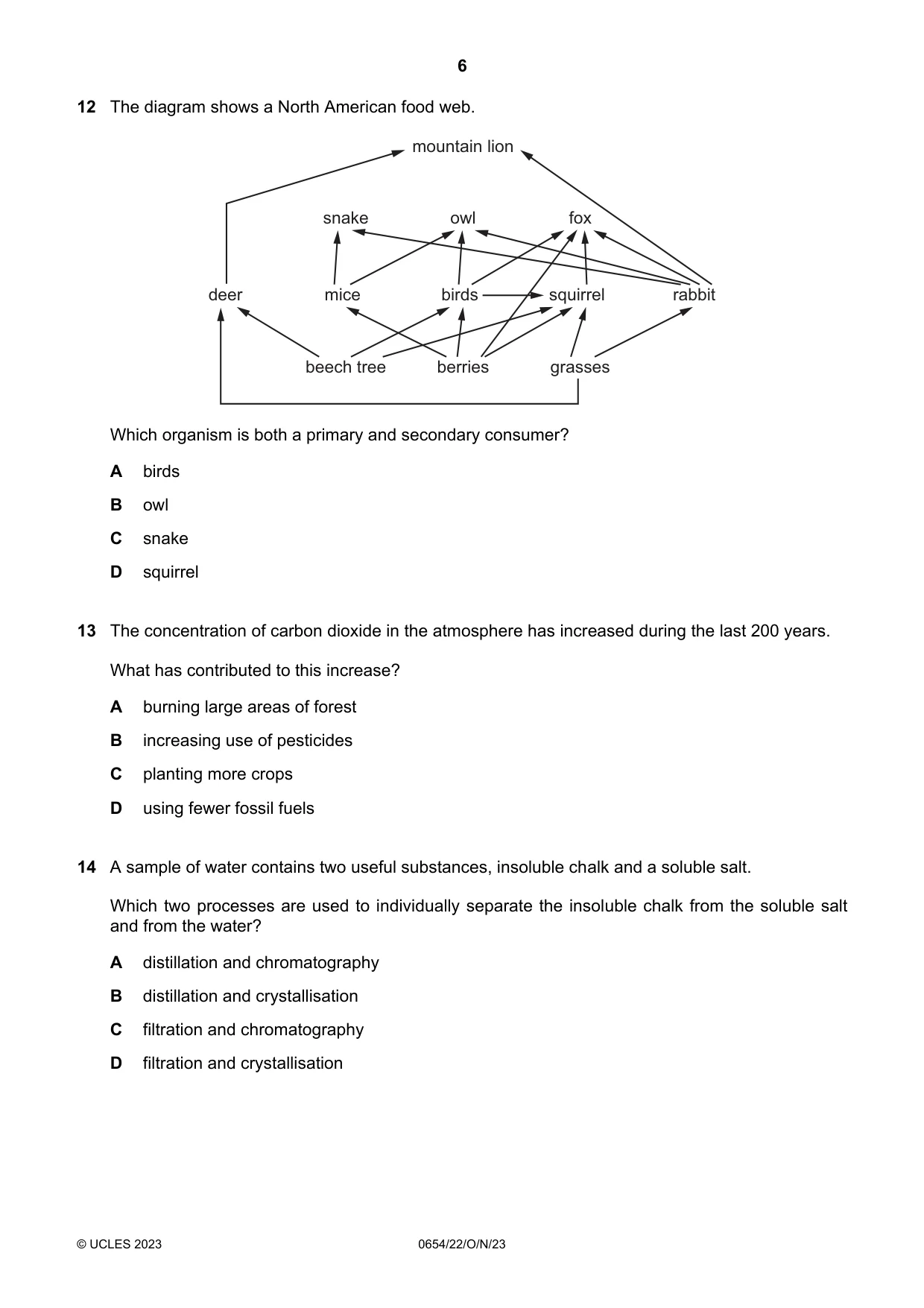 Cambridge IGCSE Sciences - Co-ordinated (Double) 0654 2023 Oct/Nov Paper 2 · Variant 2 question paper, page 6 of 20