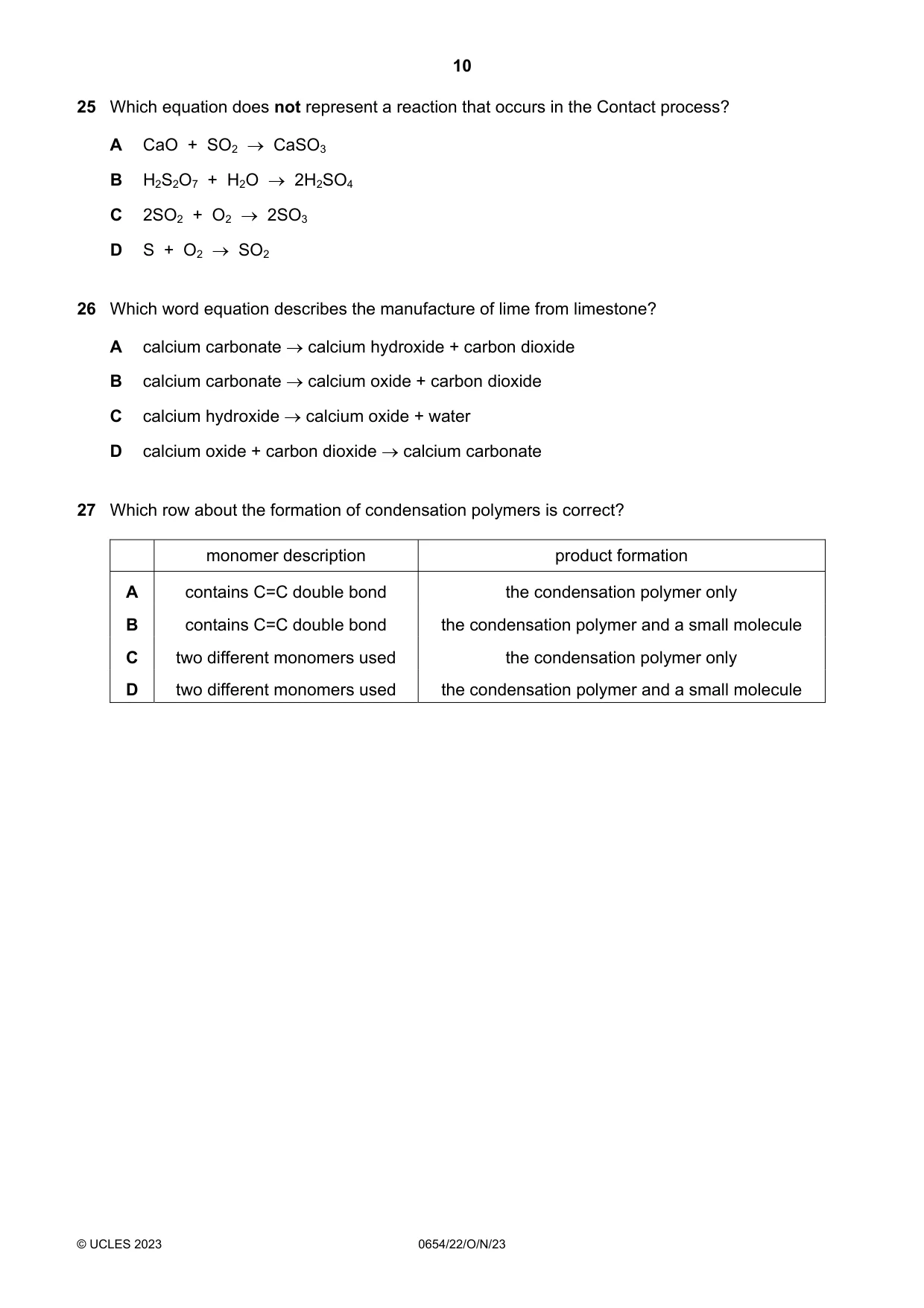 Cambridge IGCSE Sciences - Co-ordinated (Double) 0654 2023 Oct/Nov Paper 2 · Variant 2 question paper, page 10 of 20