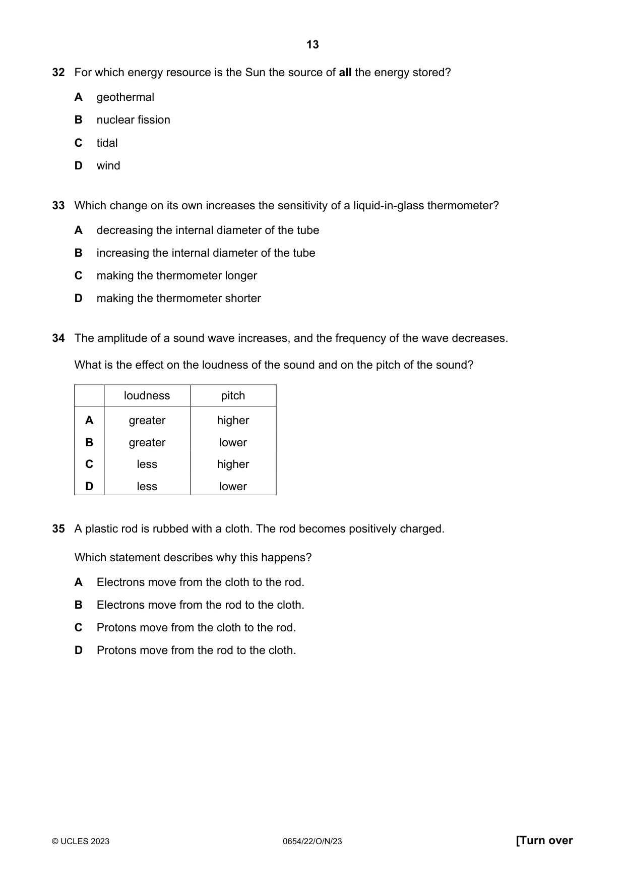 Cambridge IGCSE Sciences - Co-ordinated (Double) 0654 2023 Oct/Nov Paper 2 · Variant 2 question paper, page 13 of 20