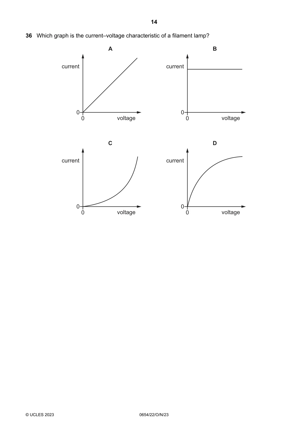 Cambridge IGCSE Sciences - Co-ordinated (Double) 0654 2023 Oct/Nov Paper 2 · Variant 2 question paper, page 14 of 20