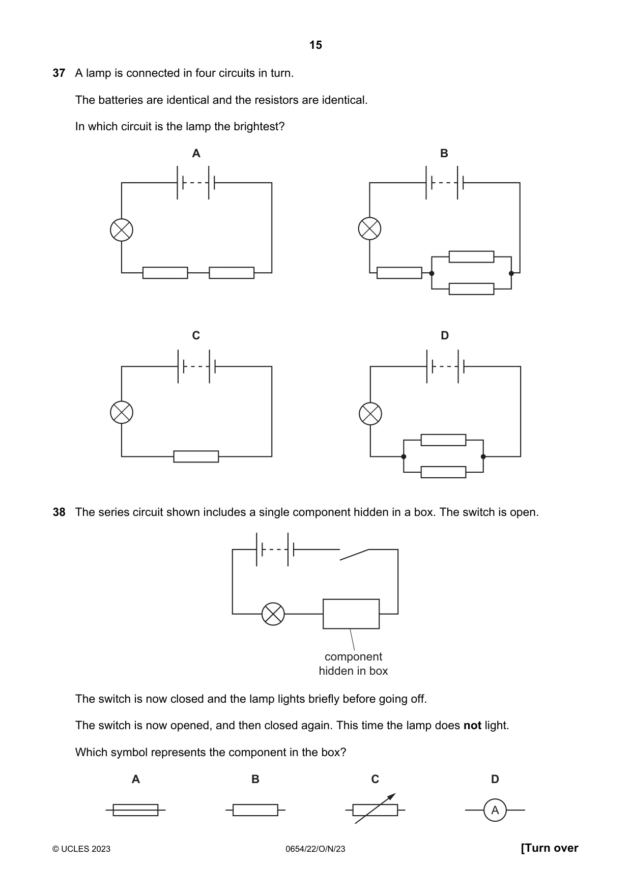 Cambridge IGCSE Sciences - Co-ordinated (Double) 0654 2023 Oct/Nov Paper 2 · Variant 2 question paper, page 15 of 20