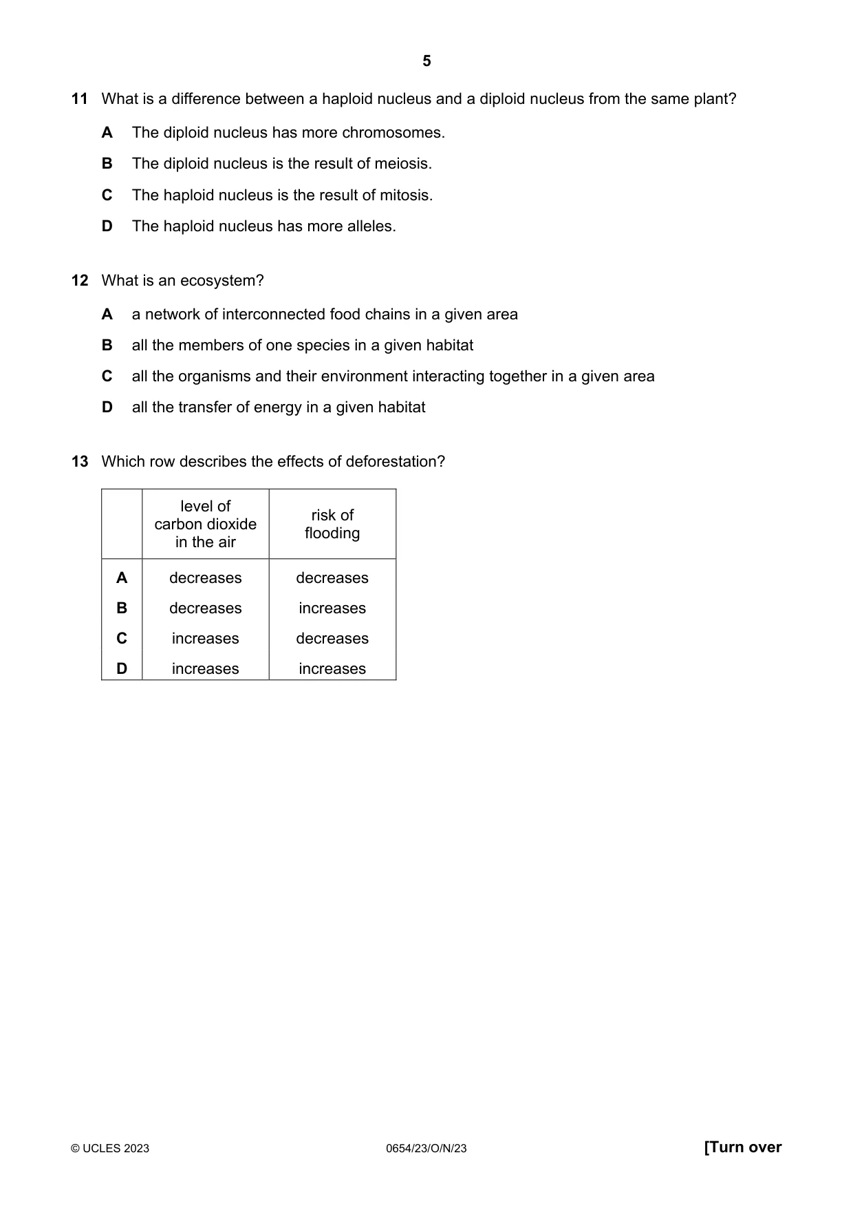 Cambridge IGCSE Sciences - Co-ordinated (Double) 0654 2023 Oct/Nov Paper 2 · Variant 3 question paper, page 5 of 16