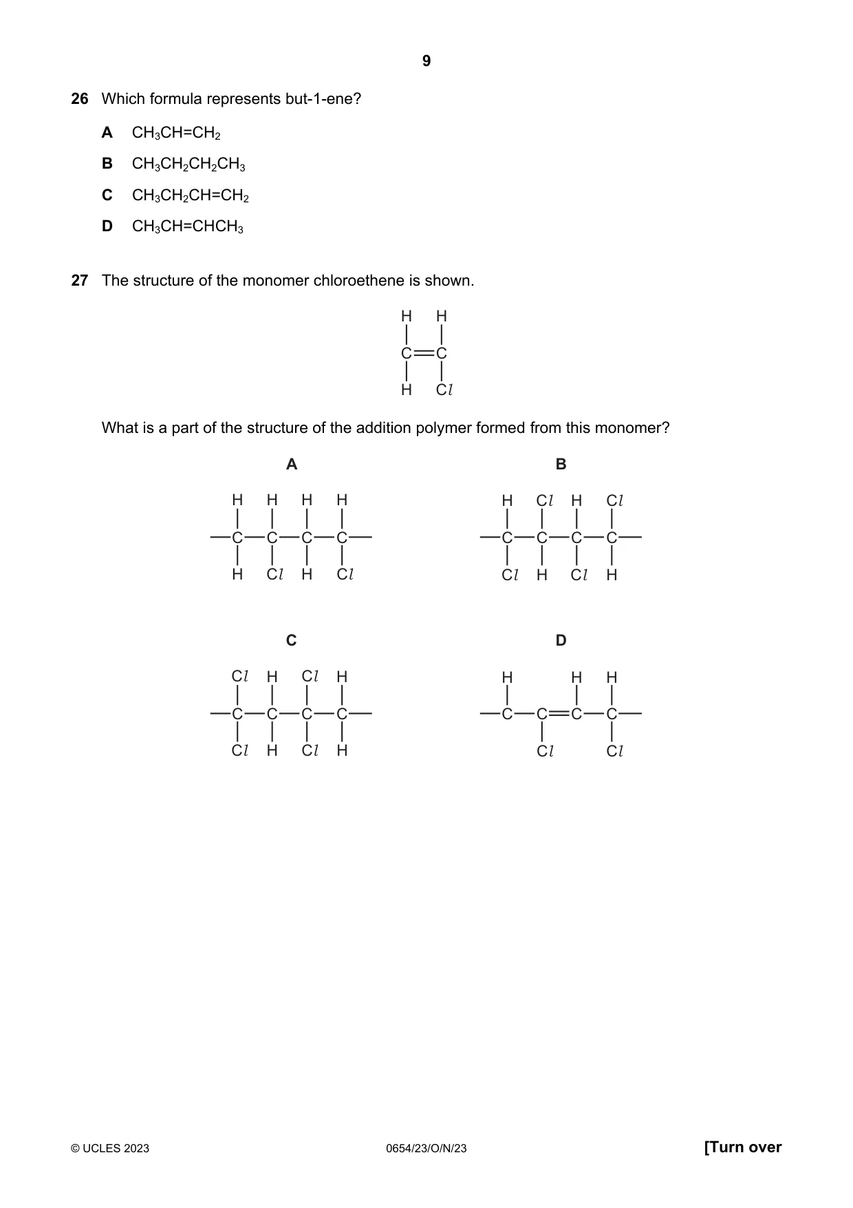 Cambridge IGCSE Sciences - Co-ordinated (Double) 0654 2023 Oct/Nov Paper 2 · Variant 3 question paper, page 9 of 16