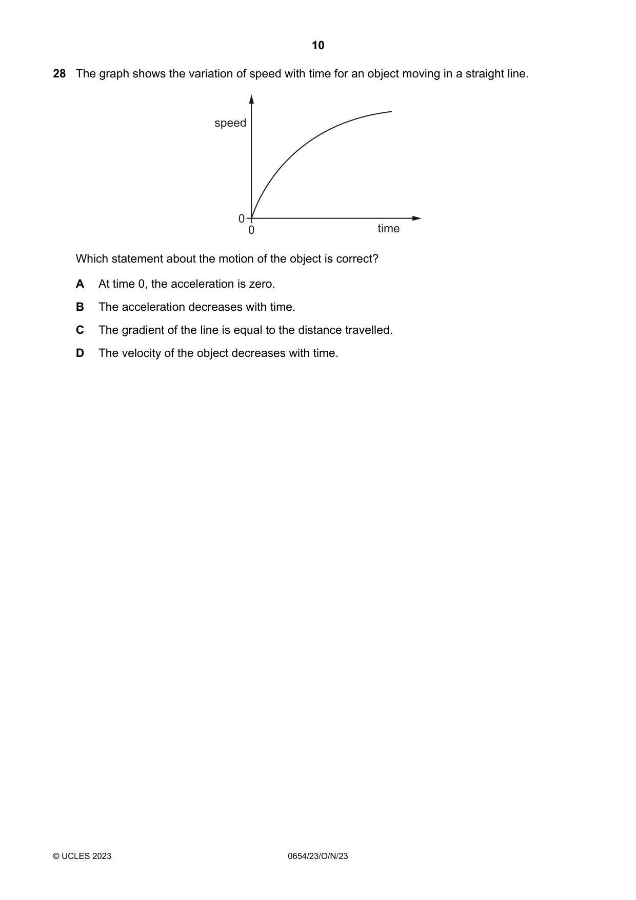 Cambridge IGCSE Sciences - Co-ordinated (Double) 0654 2023 Oct/Nov Paper 2 · Variant 3 question paper, page 10 of 16