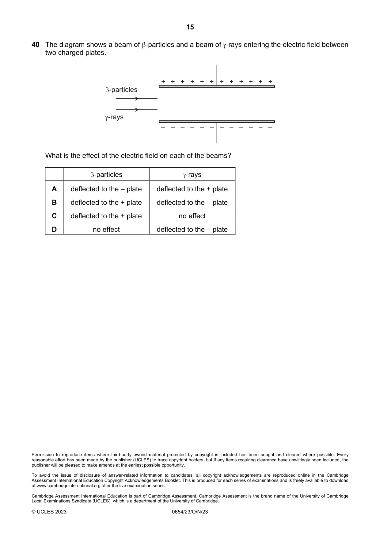 Cambridge IGCSE Sciences - Co-ordinated (Double) 0654 2023 Oct/Nov Paper 2 · Variant 3 question paper, page 15 of 16