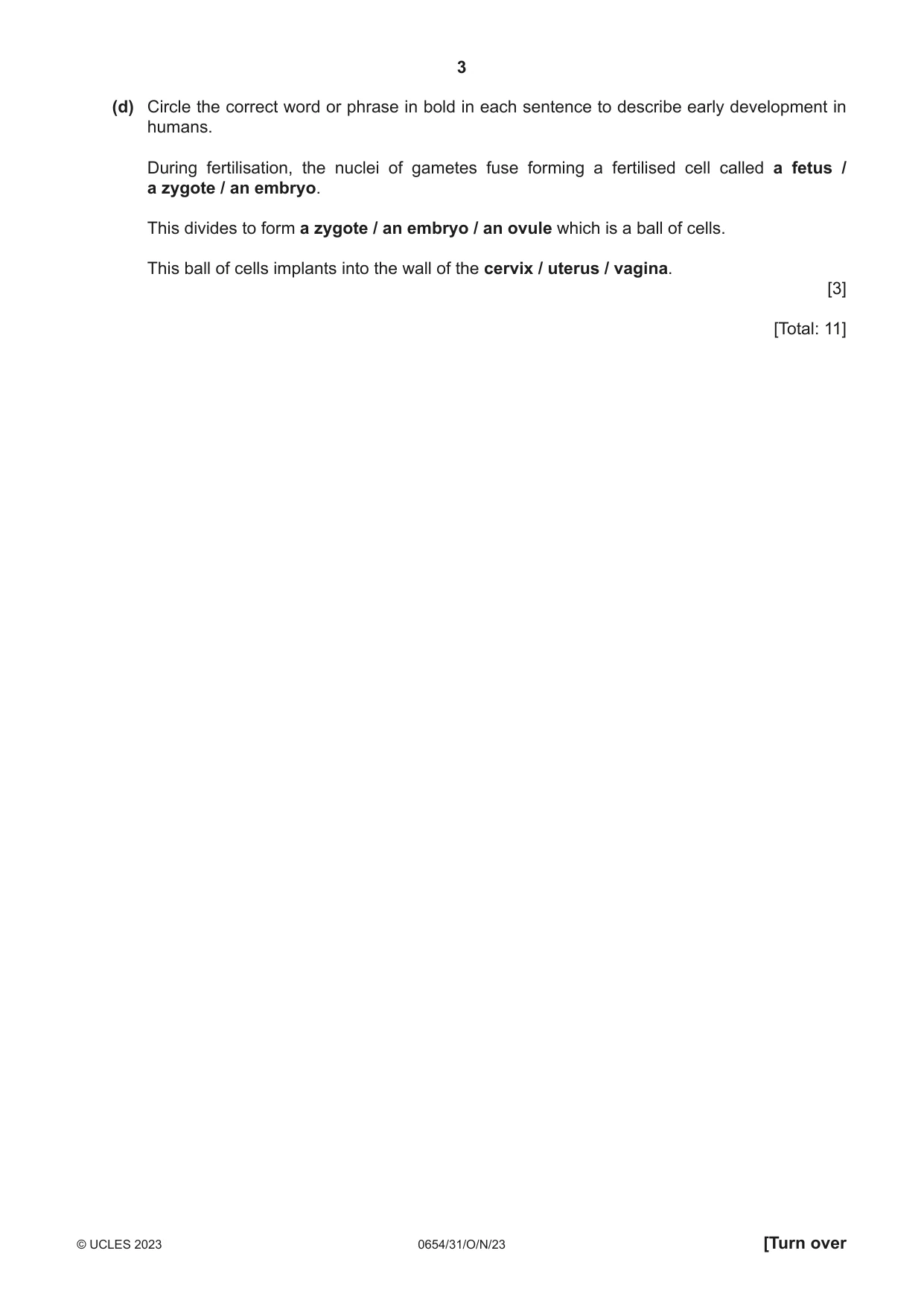 Cambridge IGCSE Sciences - Co-ordinated (Double) 0654 2023 Oct/Nov Paper 3 · Variant 1 question paper, page 3 of 28