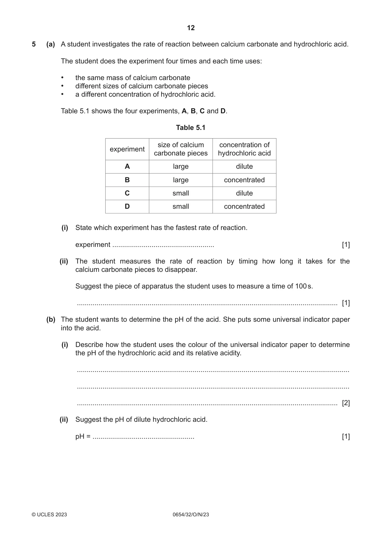Cambridge IGCSE Sciences - Co-ordinated (Double) 0654 2023 Oct/Nov Paper 3 · Variant 2 question paper, page 12 of 32