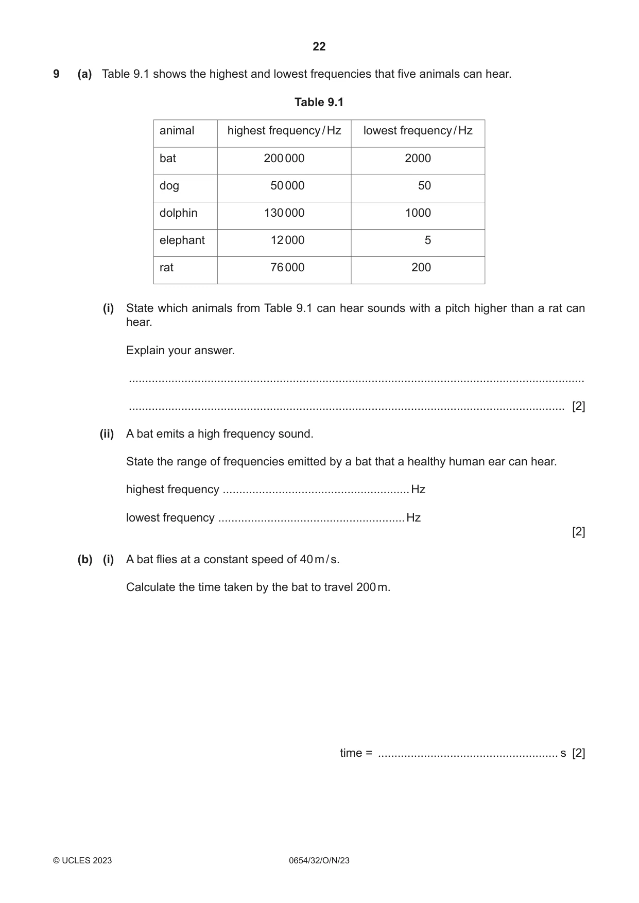 Cambridge IGCSE Sciences - Co-ordinated (Double) 0654 2023 Oct/Nov Paper 3 · Variant 2 question paper, page 22 of 32
