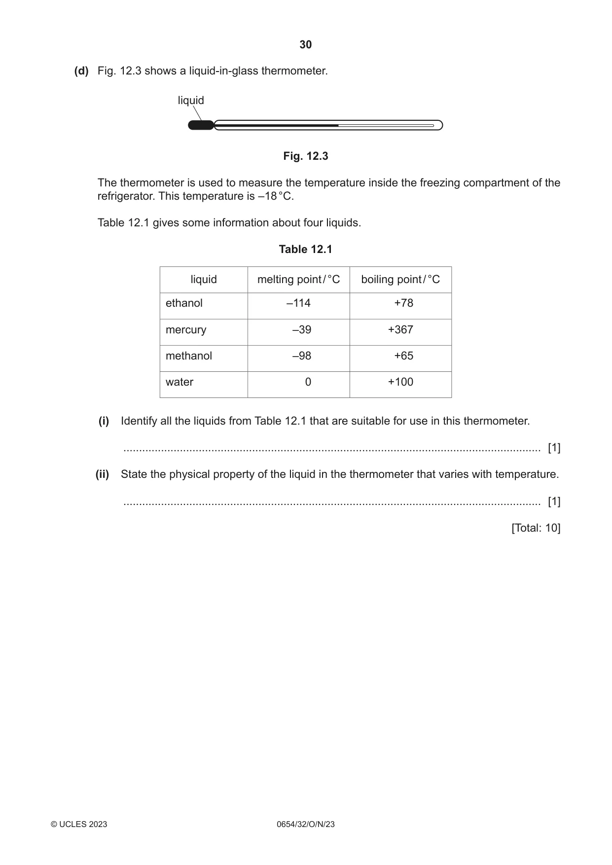 Cambridge IGCSE Sciences - Co-ordinated (Double) 0654 2023 Oct/Nov Paper 3 · Variant 2 question paper, page 30 of 32