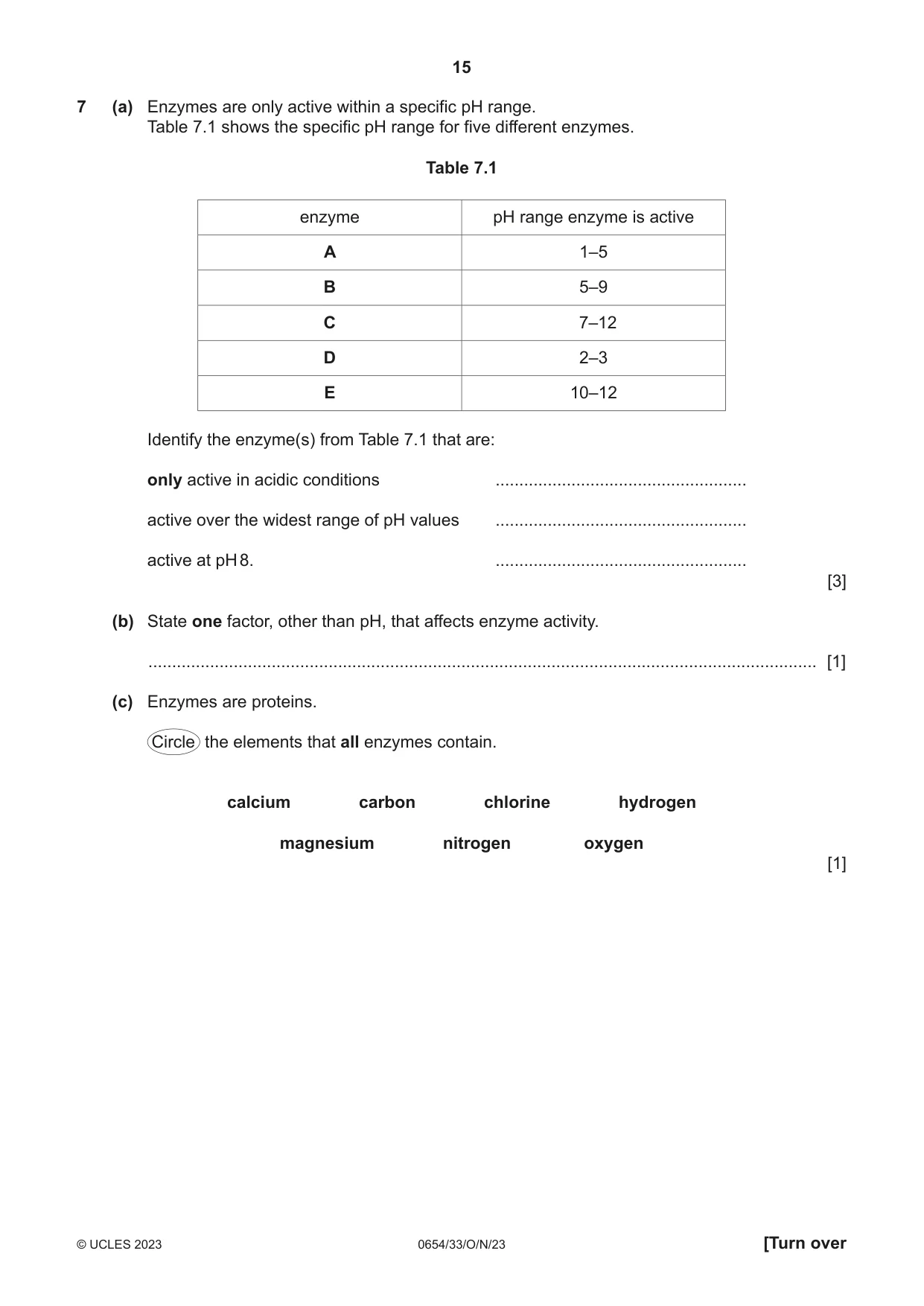 Cambridge IGCSE Sciences - Co-ordinated (Double) 0654 2023 Oct/Nov Paper 3 · Variant 3 question paper, page 15 of 28