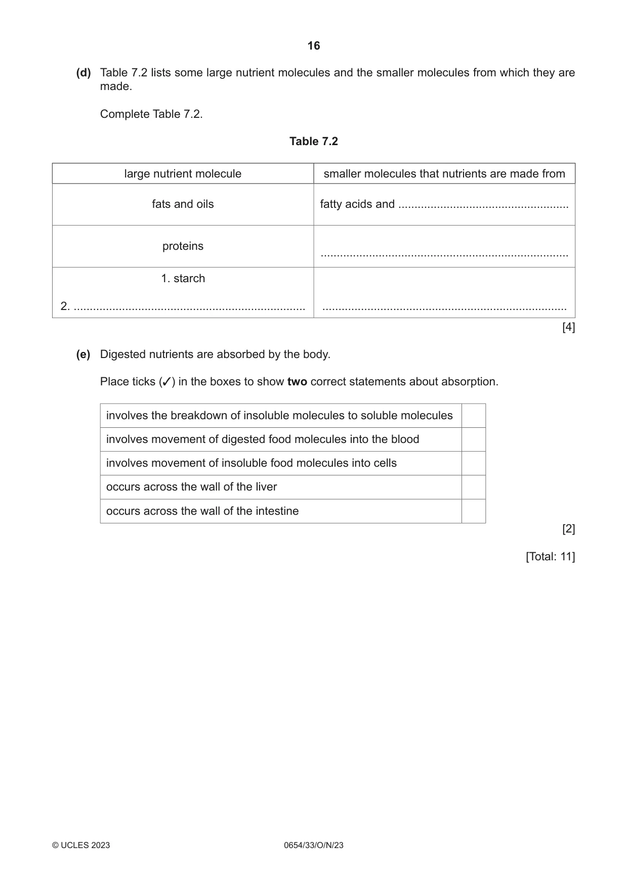 Cambridge IGCSE Sciences - Co-ordinated (Double) 0654 2023 Oct/Nov Paper 3 · Variant 3 question paper, page 16 of 28