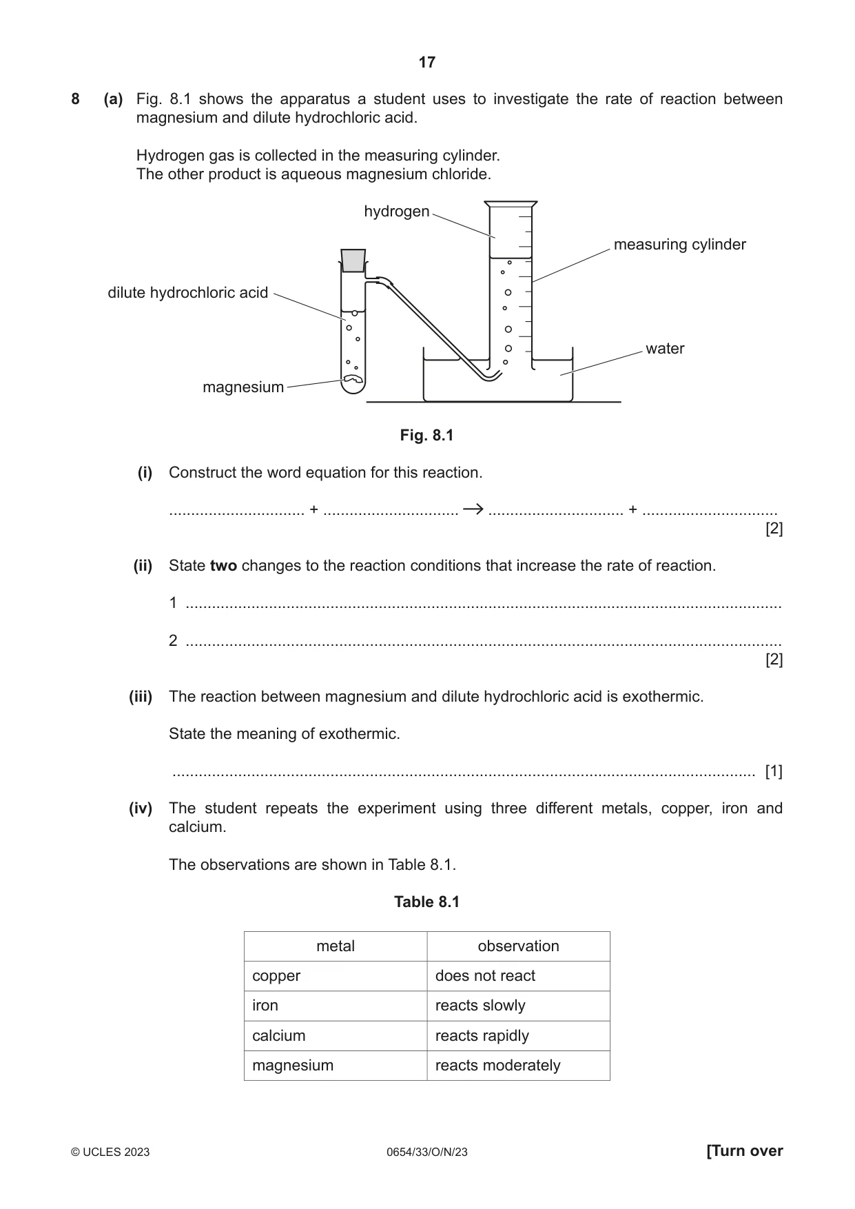 Cambridge IGCSE Sciences - Co-ordinated (Double) 0654 2023 Oct/Nov Paper 3 · Variant 3 question paper, page 17 of 28