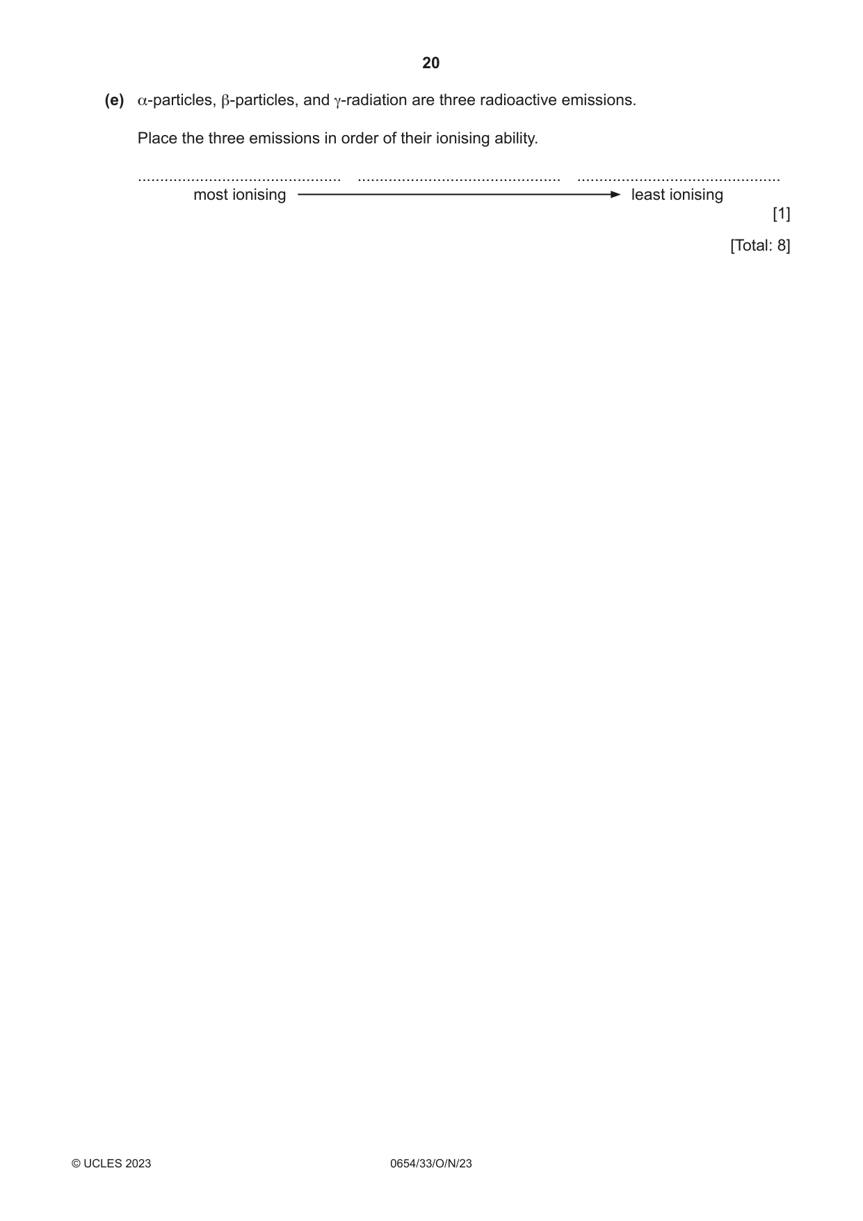 Cambridge IGCSE Sciences - Co-ordinated (Double) 0654 2023 Oct/Nov Paper 3 · Variant 3 question paper, page 20 of 28