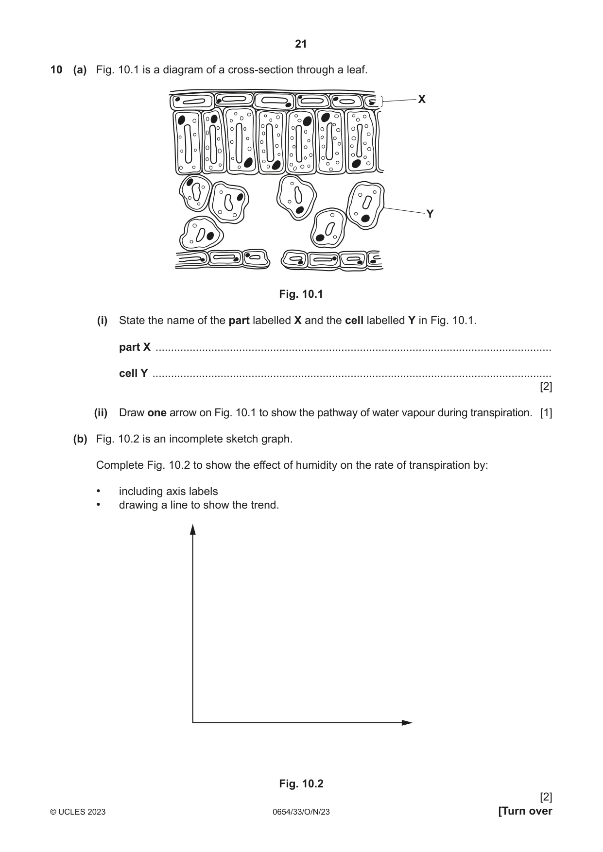Cambridge IGCSE Sciences - Co-ordinated (Double) 0654 2023 Oct/Nov Paper 3 · Variant 3 question paper, page 21 of 28