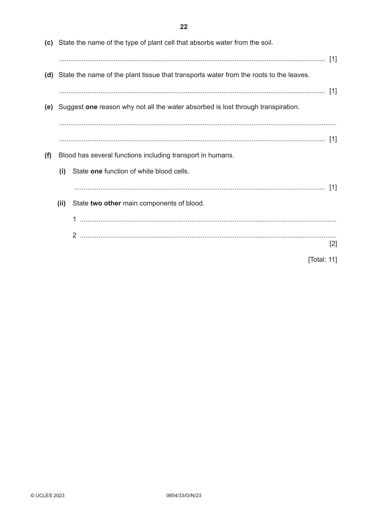 Cambridge IGCSE Sciences - Co-ordinated (Double) 0654 2023 Oct/Nov Paper 3 · Variant 3 question paper, page 22 of 28