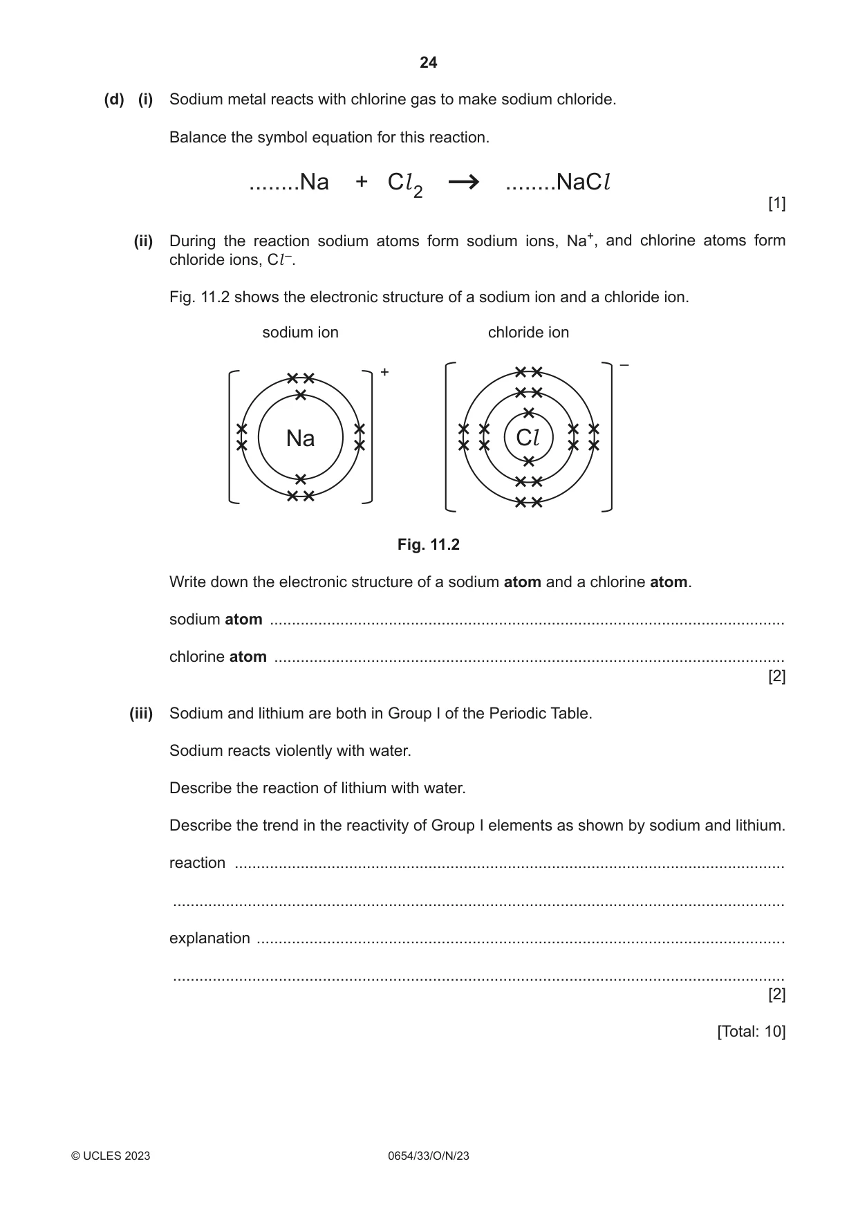 Cambridge IGCSE Sciences - Co-ordinated (Double) 0654 2023 Oct/Nov Paper 3 · Variant 3 question paper, page 24 of 28