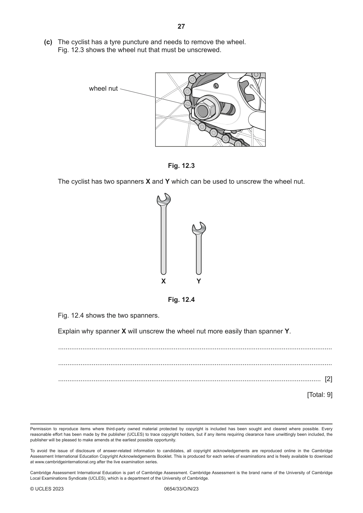 Cambridge IGCSE Sciences - Co-ordinated (Double) 0654 2023 Oct/Nov Paper 3 · Variant 3 question paper, page 27 of 28