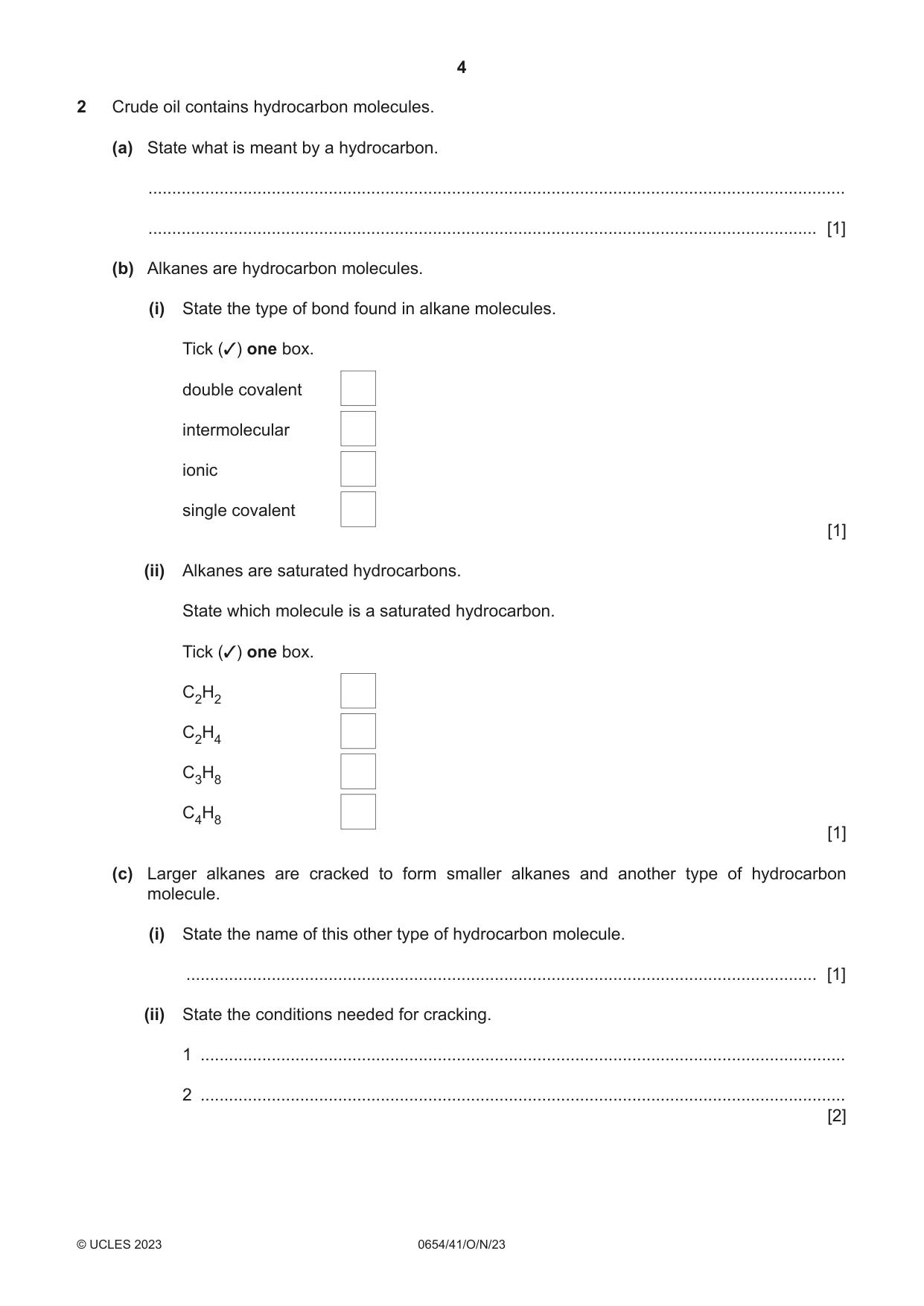 Cambridge IGCSE Sciences - Co-ordinated (Double) 0654 2023 Oct/Nov Paper 4 · Variant 1 question paper, page 4 of 28