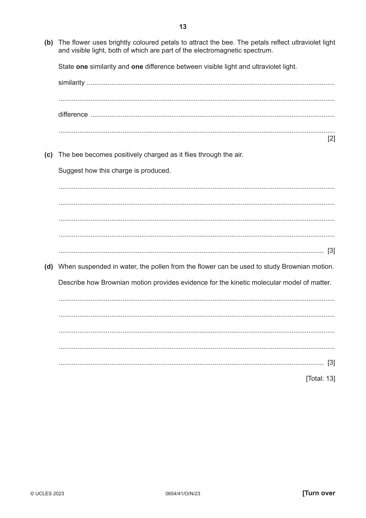 Cambridge IGCSE Sciences - Co-ordinated (Double) 0654 2023 Oct/Nov Paper 4 · Variant 1 question paper, page 13 of 28