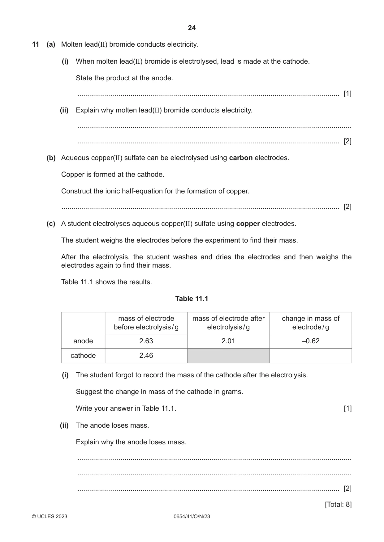 Cambridge IGCSE Sciences - Co-ordinated (Double) 0654 2023 Oct/Nov Paper 4 · Variant 1 question paper, page 24 of 28