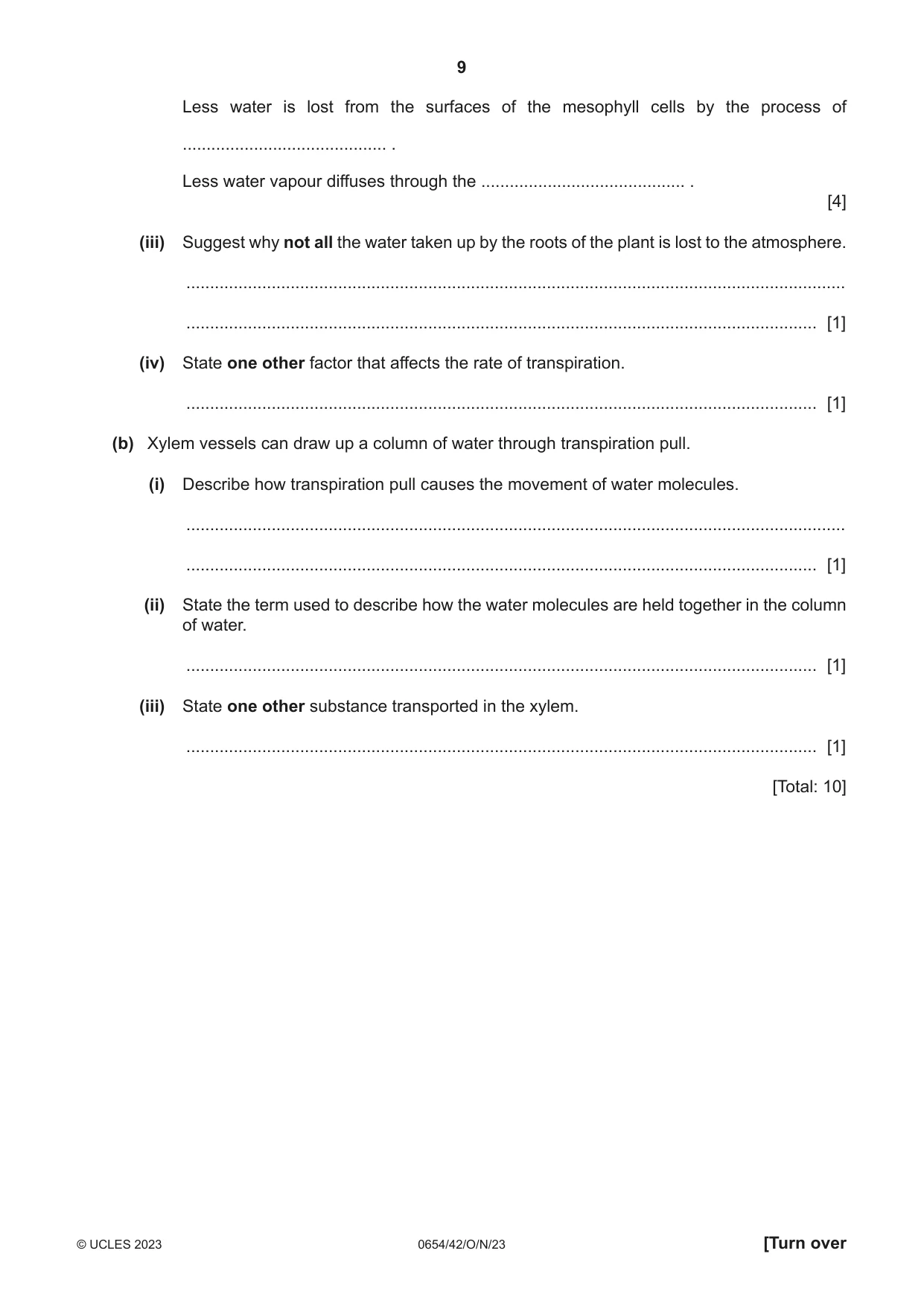 Cambridge IGCSE Sciences - Co-ordinated (Double) 0654 2023 Oct/Nov Paper 4 · Variant 2 question paper, page 9 of 32