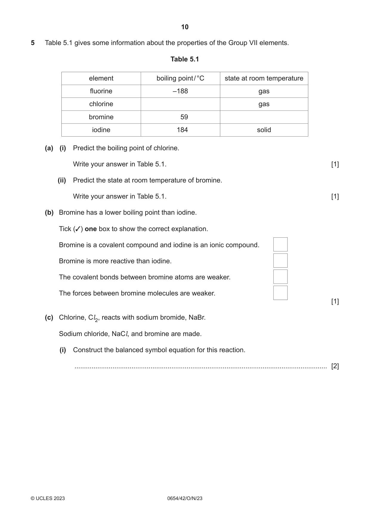 Cambridge IGCSE Sciences - Co-ordinated (Double) 0654 2023 Oct/Nov Paper 4 · Variant 2 question paper, page 10 of 32