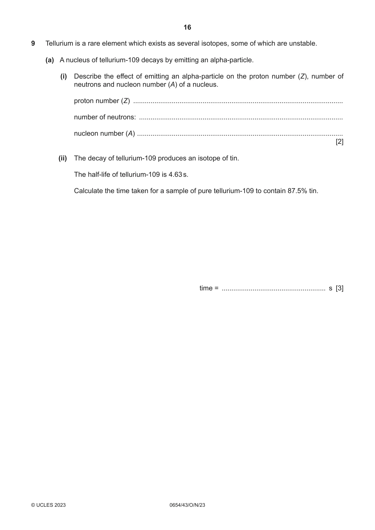 Cambridge IGCSE Sciences - Co-ordinated (Double) 0654 2023 Oct/Nov Paper 4 · Variant 3 question paper, page 16 of 28