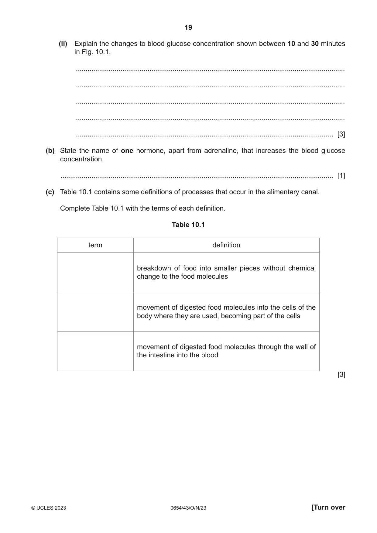 Cambridge IGCSE Sciences - Co-ordinated (Double) 0654 2023 Oct/Nov Paper 4 · Variant 3 question paper, page 19 of 28