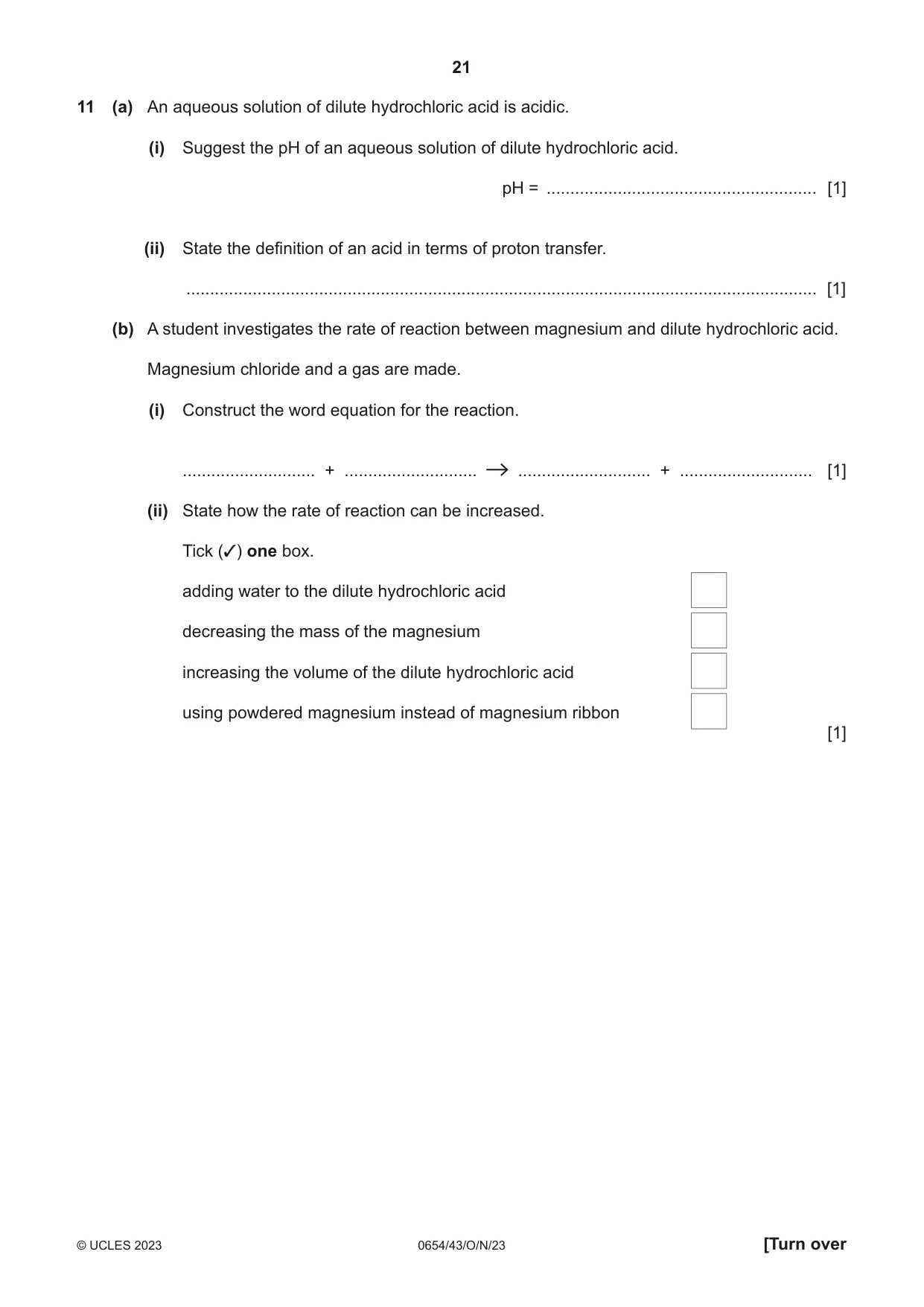 Cambridge IGCSE Sciences - Co-ordinated (Double) 0654 2023 Oct/Nov Paper 4 · Variant 3 question paper, page 21 of 28
