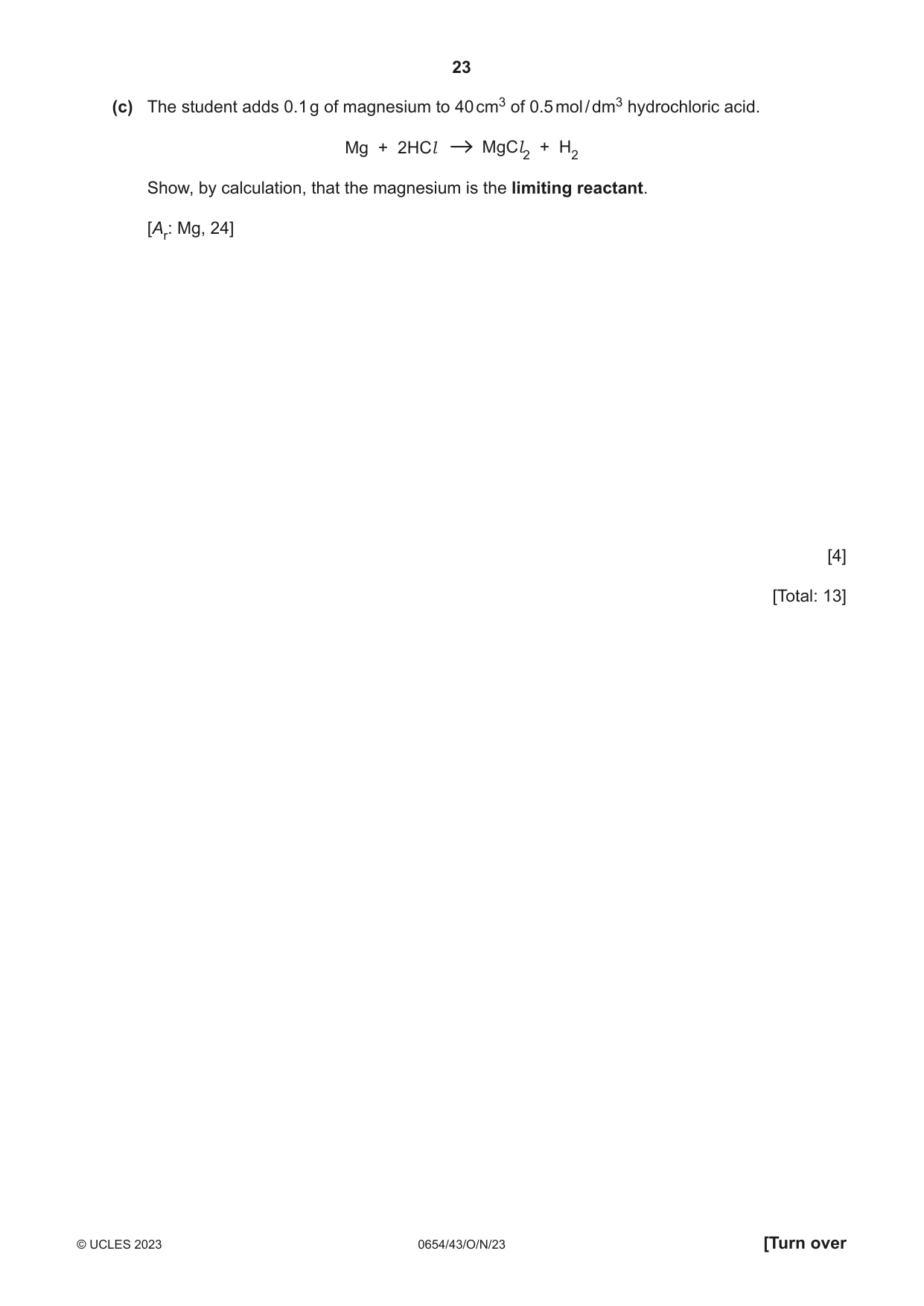 Cambridge IGCSE Sciences - Co-ordinated (Double) 0654 2023 Oct/Nov Paper 4 · Variant 3 question paper, page 23 of 28