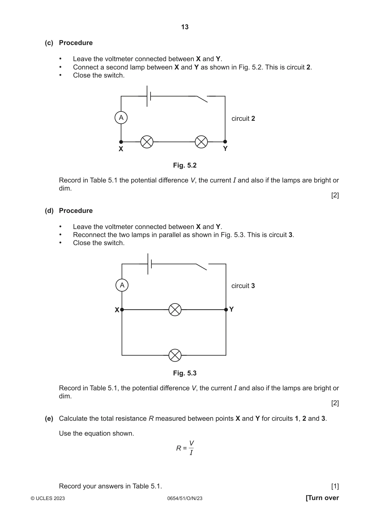 Cambridge IGCSE Sciences - Co-ordinated (Double) 0654 2023 Oct/Nov Paper 5 · Variant 1 question paper, page 13 of 20
