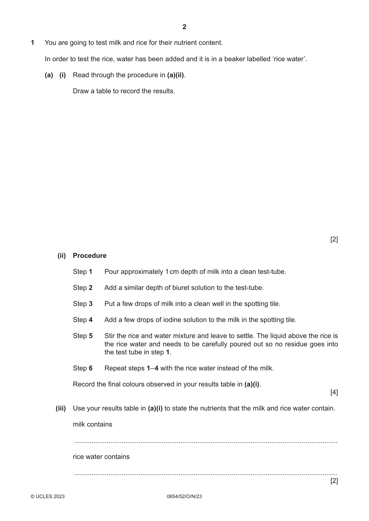 Cambridge IGCSE Sciences - Co-ordinated (Double) 0654 2023 Oct/Nov Paper 5 · Variant 2 question paper, page 2 of 20