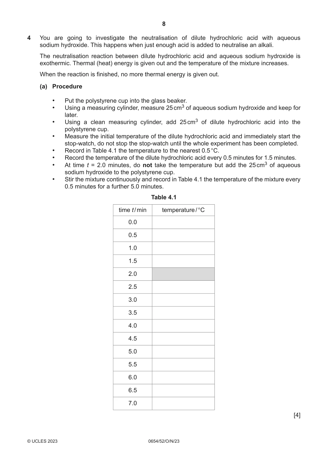 Cambridge IGCSE Sciences - Co-ordinated (Double) 0654 2023 Oct/Nov Paper 5 · Variant 2 question paper, page 8 of 20
