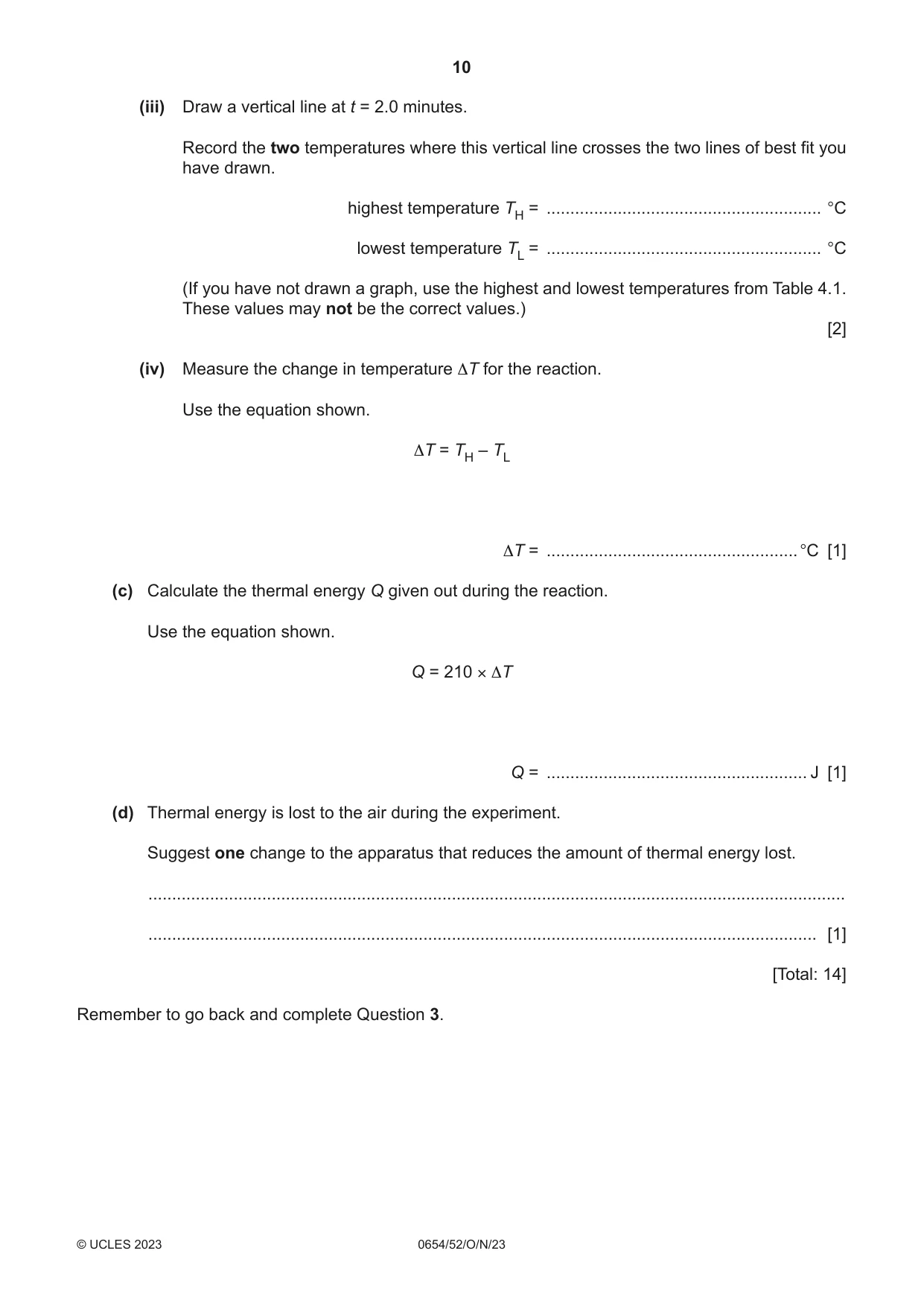 Cambridge IGCSE Sciences - Co-ordinated (Double) 0654 2023 Oct/Nov Paper 5 · Variant 2 question paper, page 10 of 20