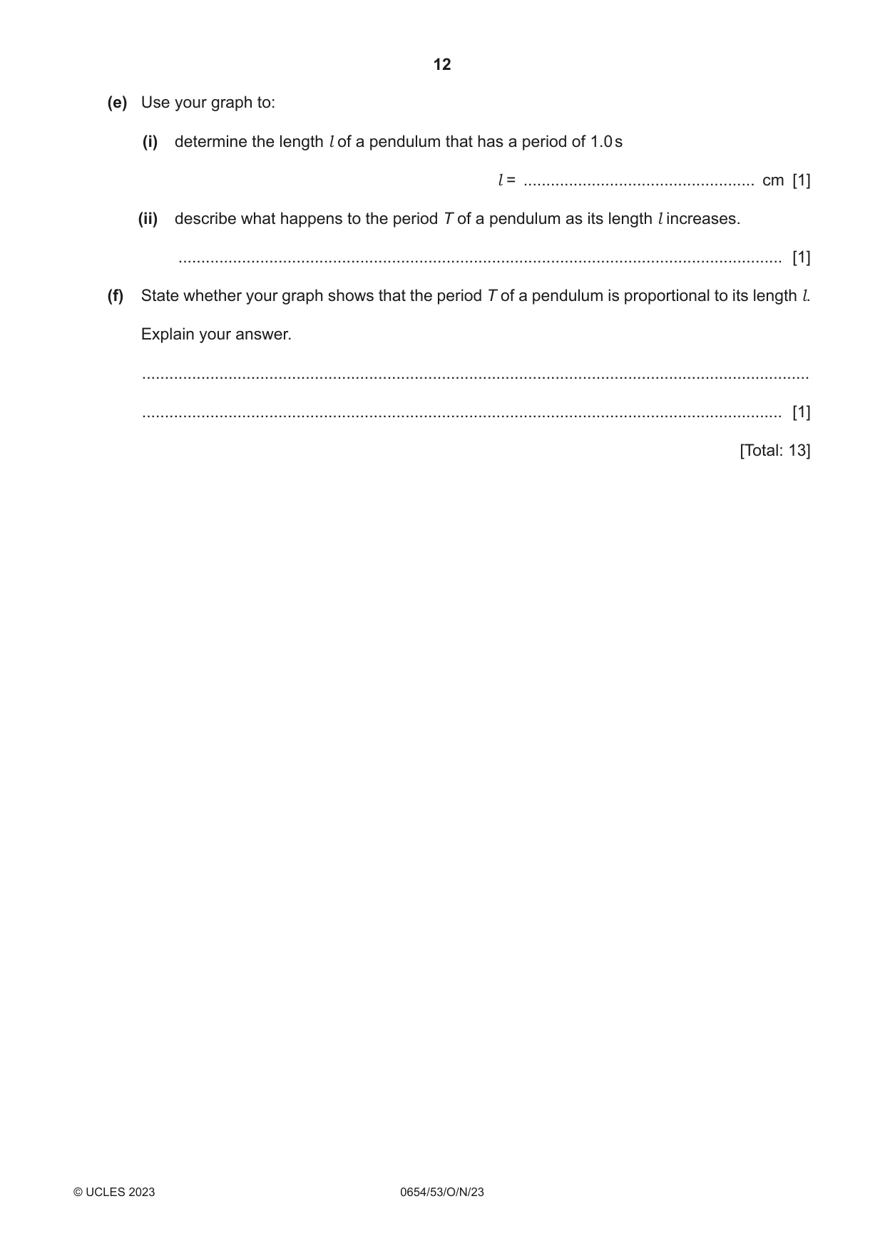 Cambridge IGCSE Sciences - Co-ordinated (Double) 0654 2023 Oct/Nov Paper 5 · Variant 3 question paper, page 12 of 16