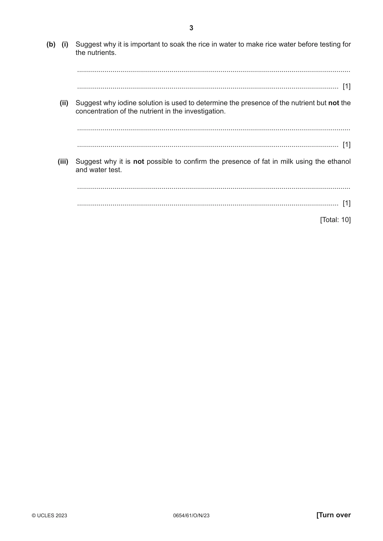 Cambridge IGCSE Sciences - Co-ordinated (Double) 0654 2023 Oct/Nov Paper 6 · Variant 1 question paper, page 3 of 20