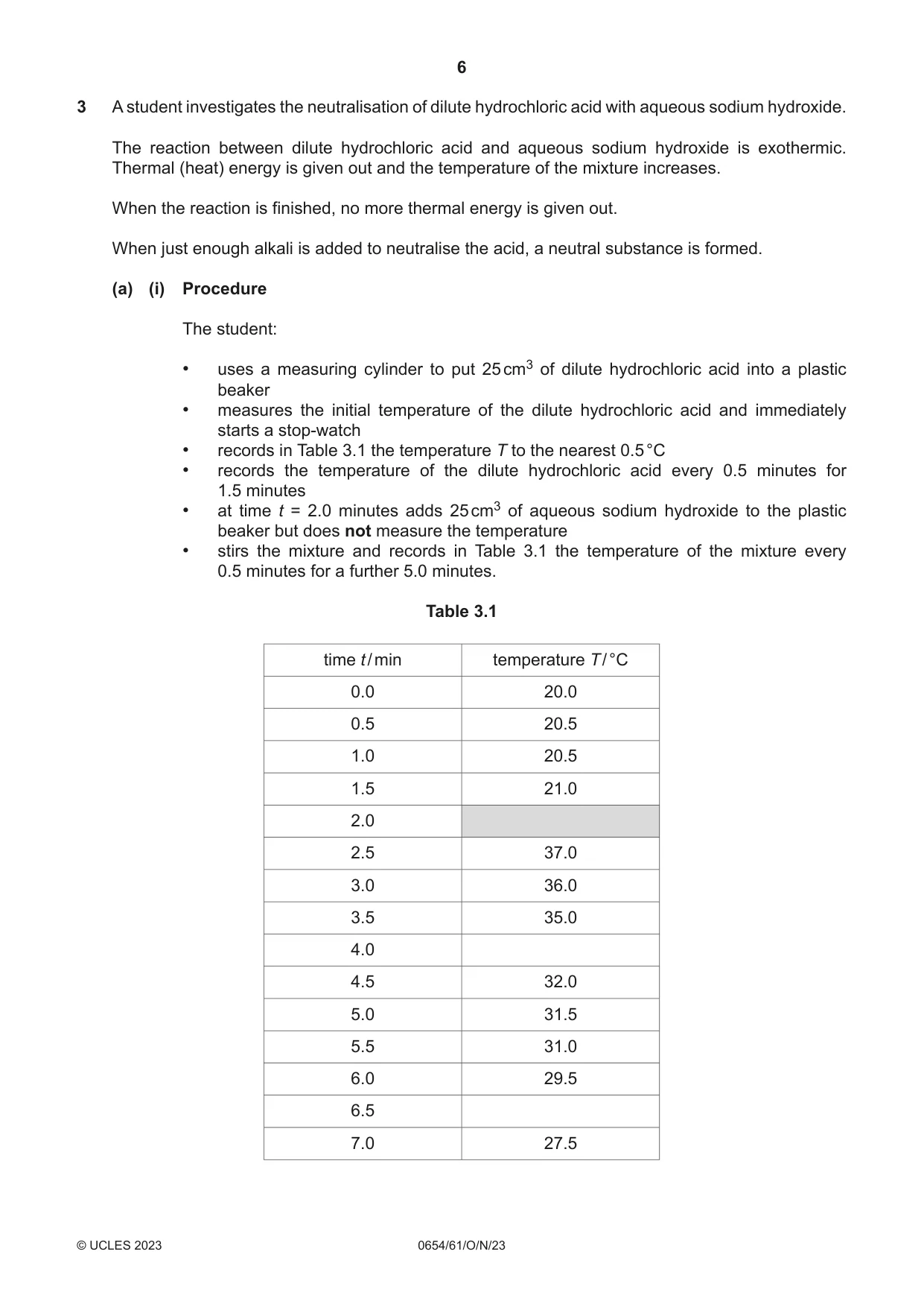 Cambridge IGCSE Sciences - Co-ordinated (Double) 0654 2023 Oct/Nov Paper 6 · Variant 1 question paper, page 6 of 20