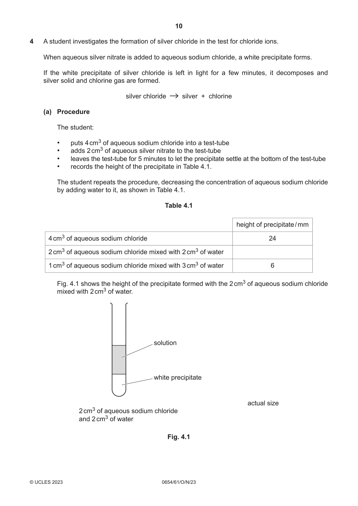 Cambridge IGCSE Sciences - Co-ordinated (Double) 0654 2023 Oct/Nov Paper 6 · Variant 1 question paper, page 10 of 20