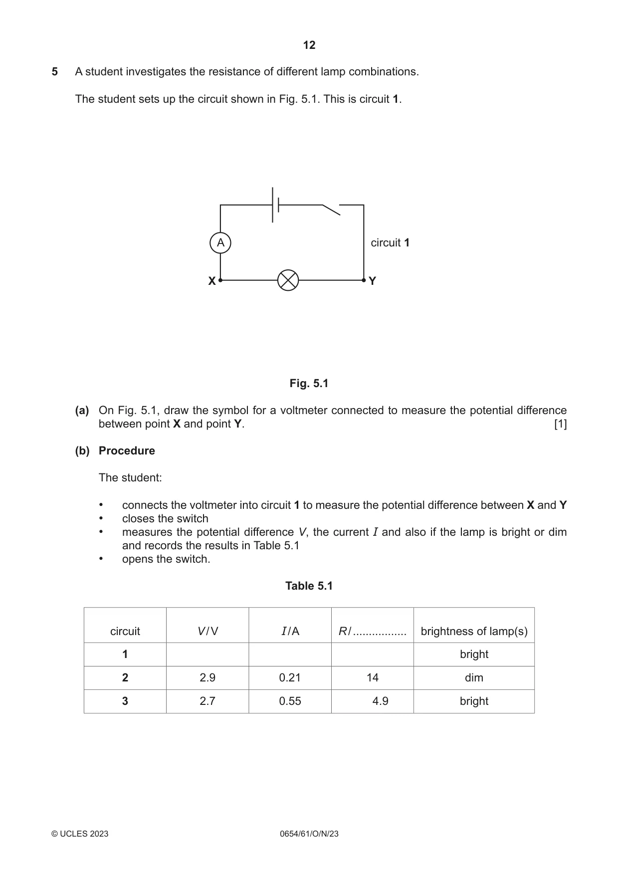 Cambridge IGCSE Sciences - Co-ordinated (Double) 0654 2023 Oct/Nov Paper 6 · Variant 1 question paper, page 12 of 20